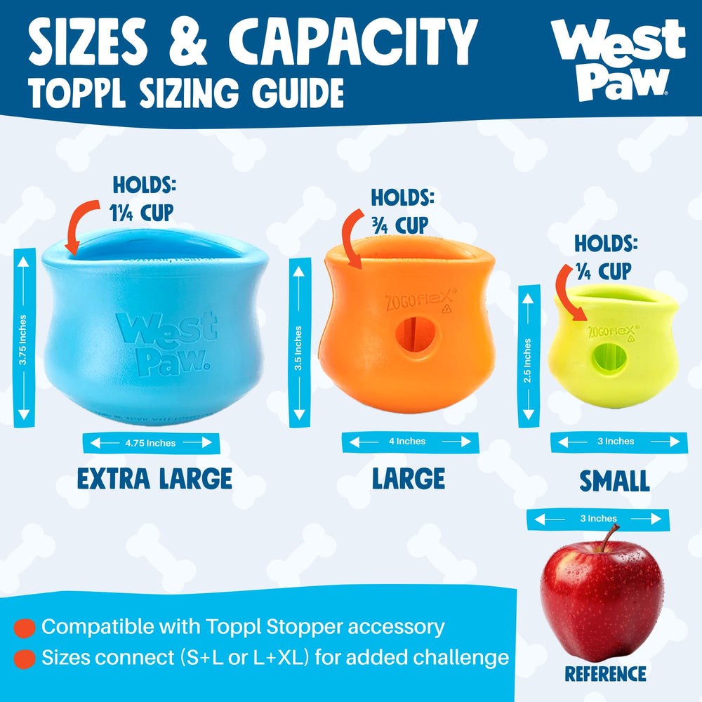 WEST PAW Toppl congelé avec friandises montrant long jeu rafraîchissant