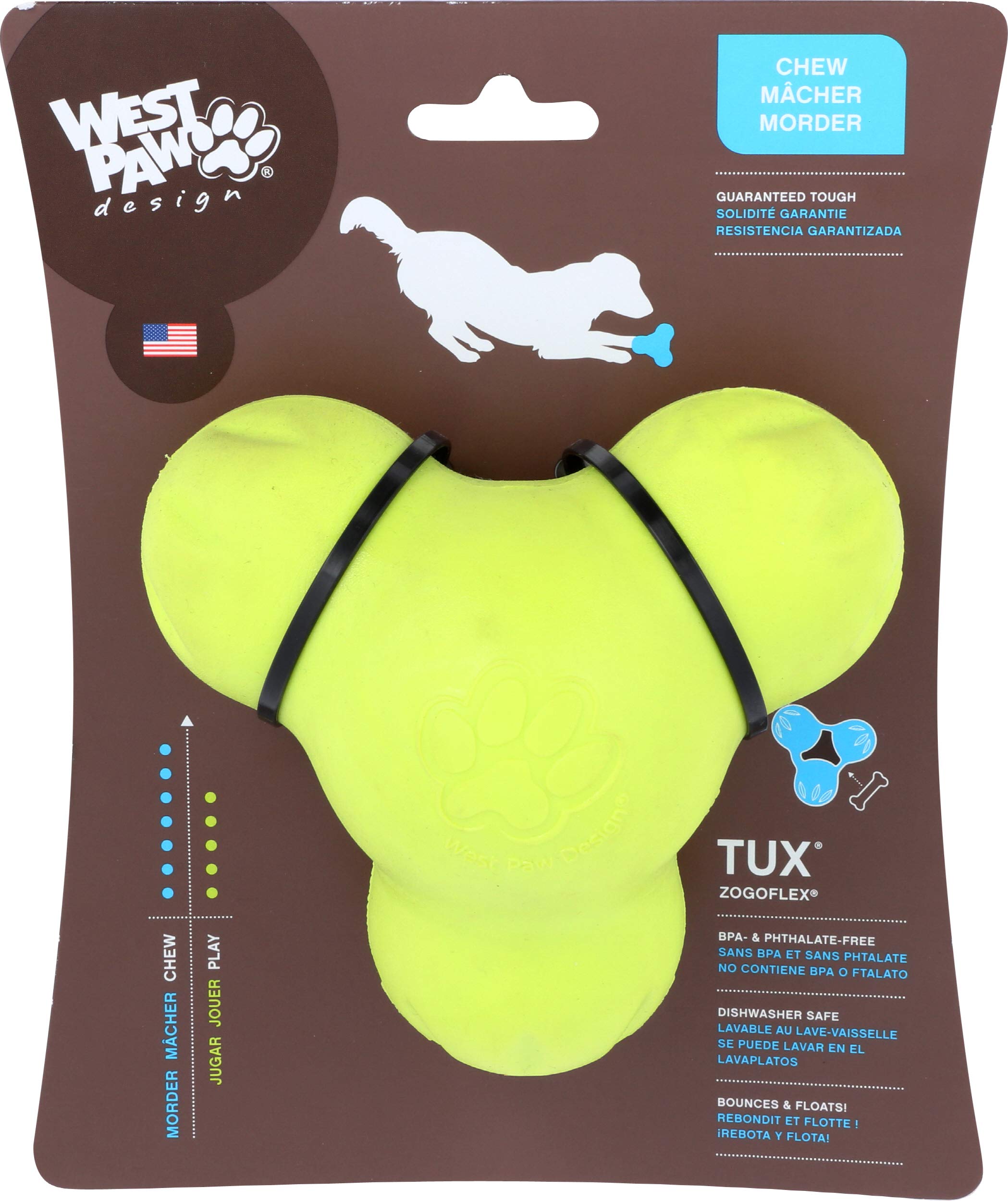 WEST PAW Tux vue avant du jouet montrant la forme et la couleur Granny Smith, durable