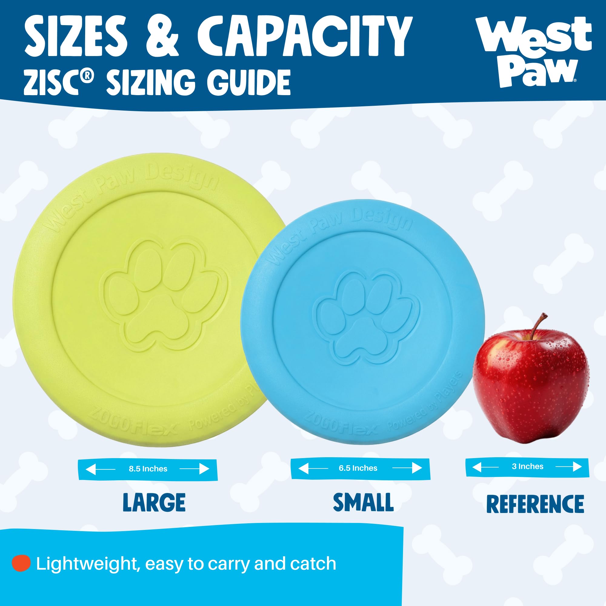 WEST PAW Zisc posé à côté d'une main pour comparer la taille