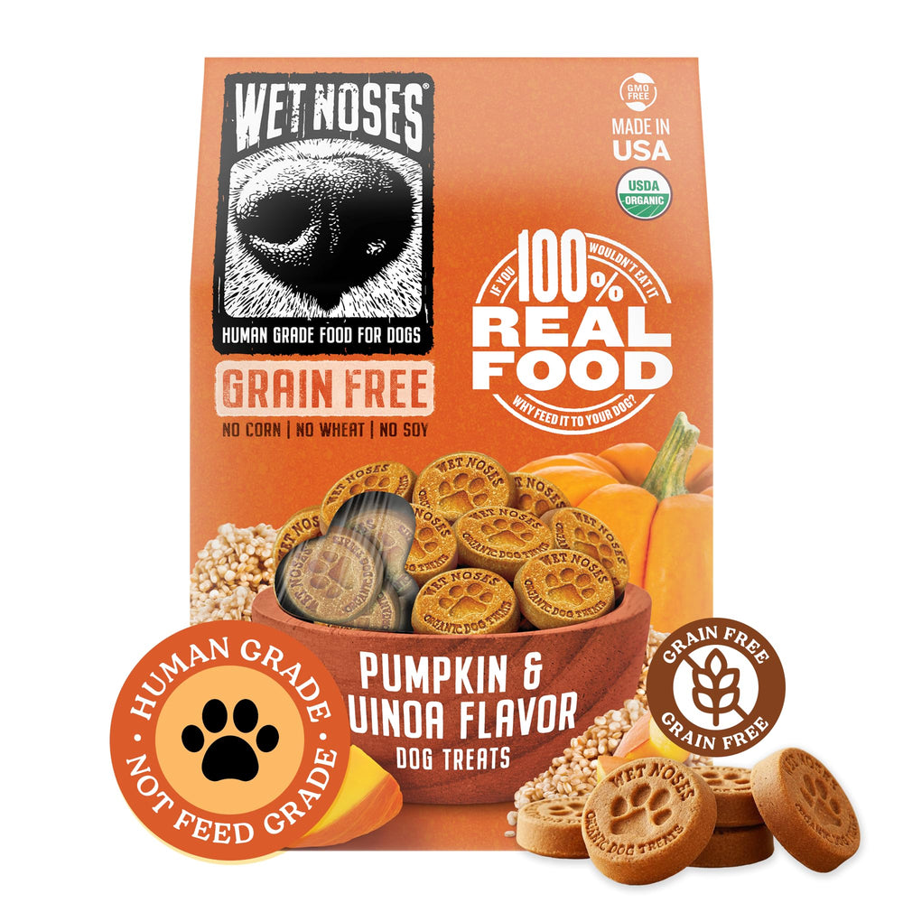Wet Noses paquet devant montrant l'emballage bio et avantages sains