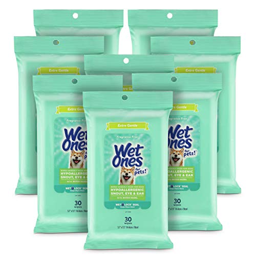 Wet Ones for Pets emballage face montrant la pochette scellée et maintien d'humidité