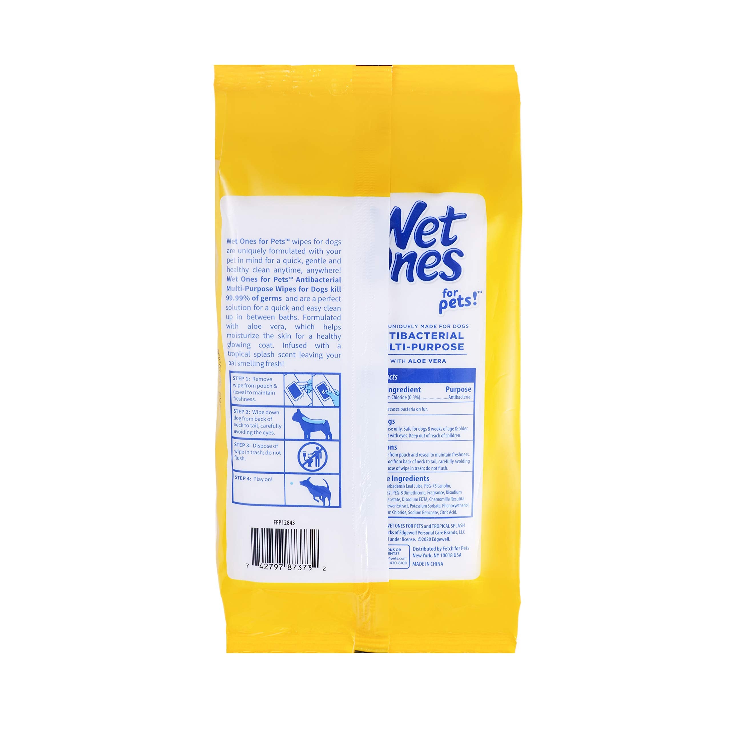 Wet Ones for Pets mise en scène tropicale illustrant parfum léger