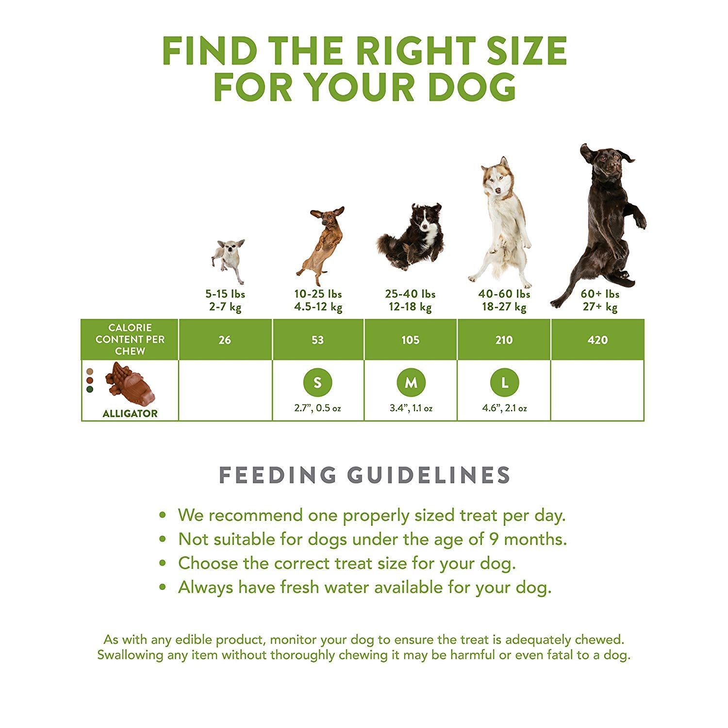 Hoiyen Whimzees comparaison taille avec main illustre portion adaptée chien moyen
