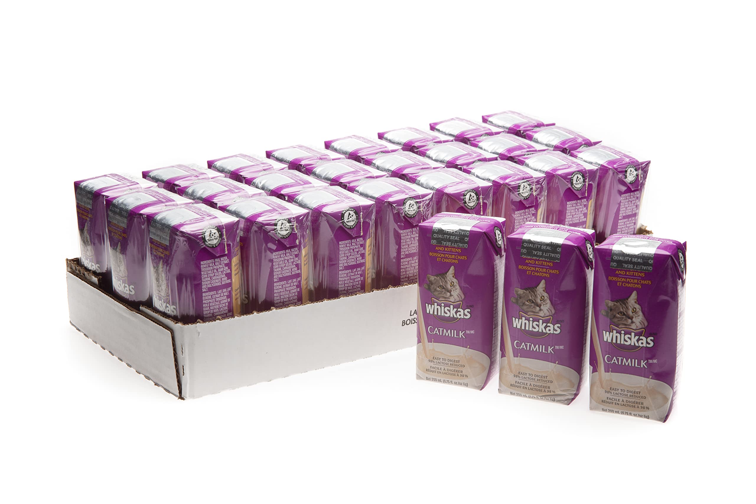 Whiskas Catmilk Plus face de l’emballage montrant format et informations nutritionnelles