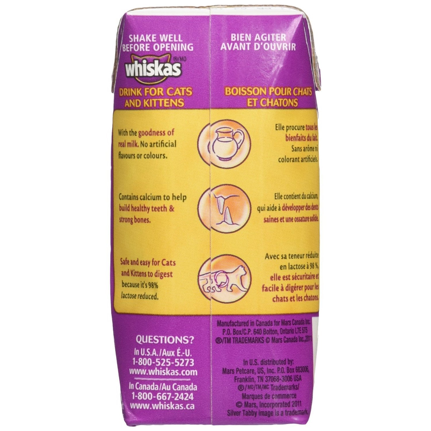 Whiskas Catmilk Plus brique ouverte gros plan montrant facilité d’utilisation