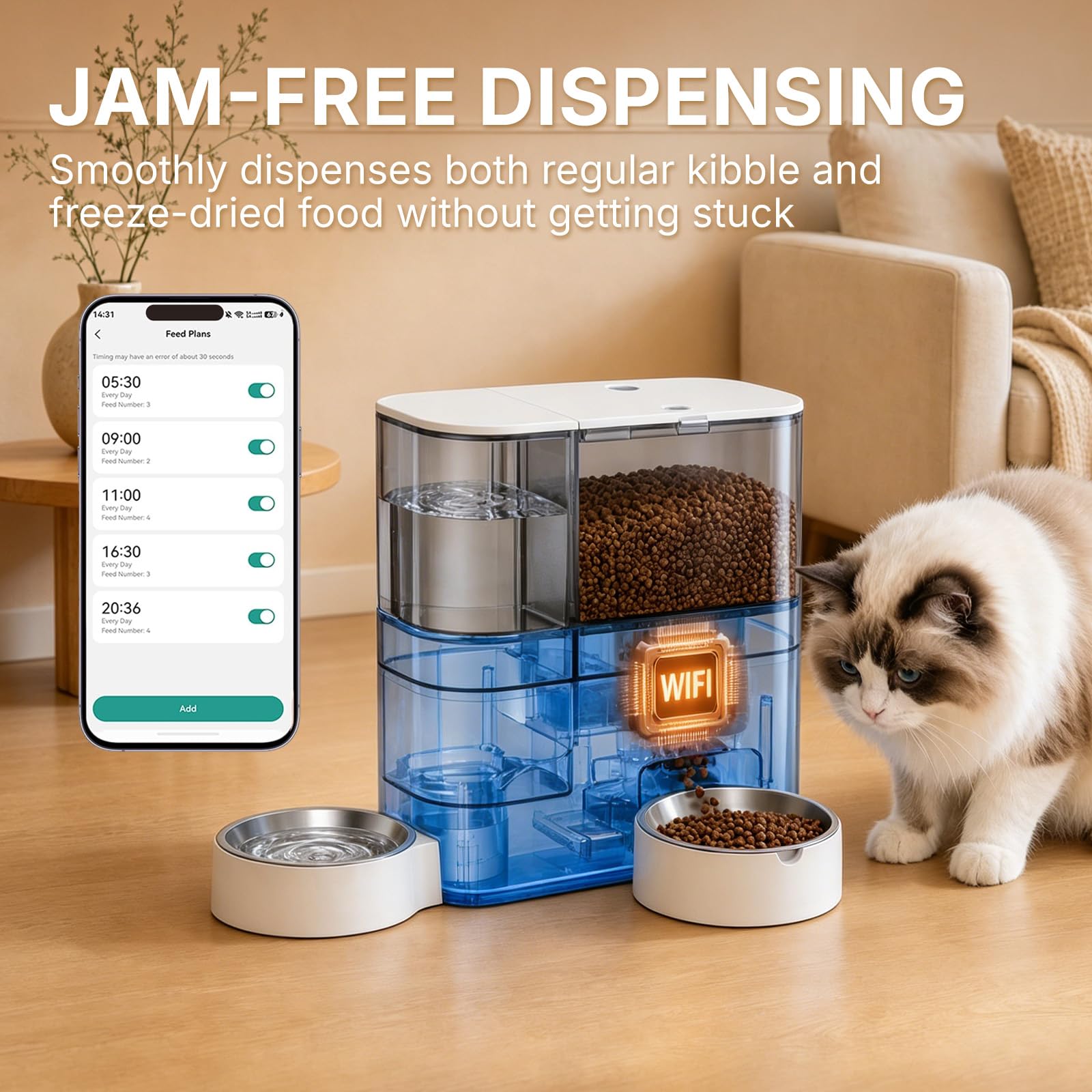 Whiskmiel capture d'écran de l'application mobile pour programmer repas à distance
