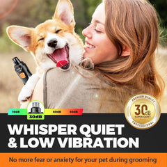 Whisper Quiet Dog Nail Grinder embout diamanté détaillé pour polissage sûr
