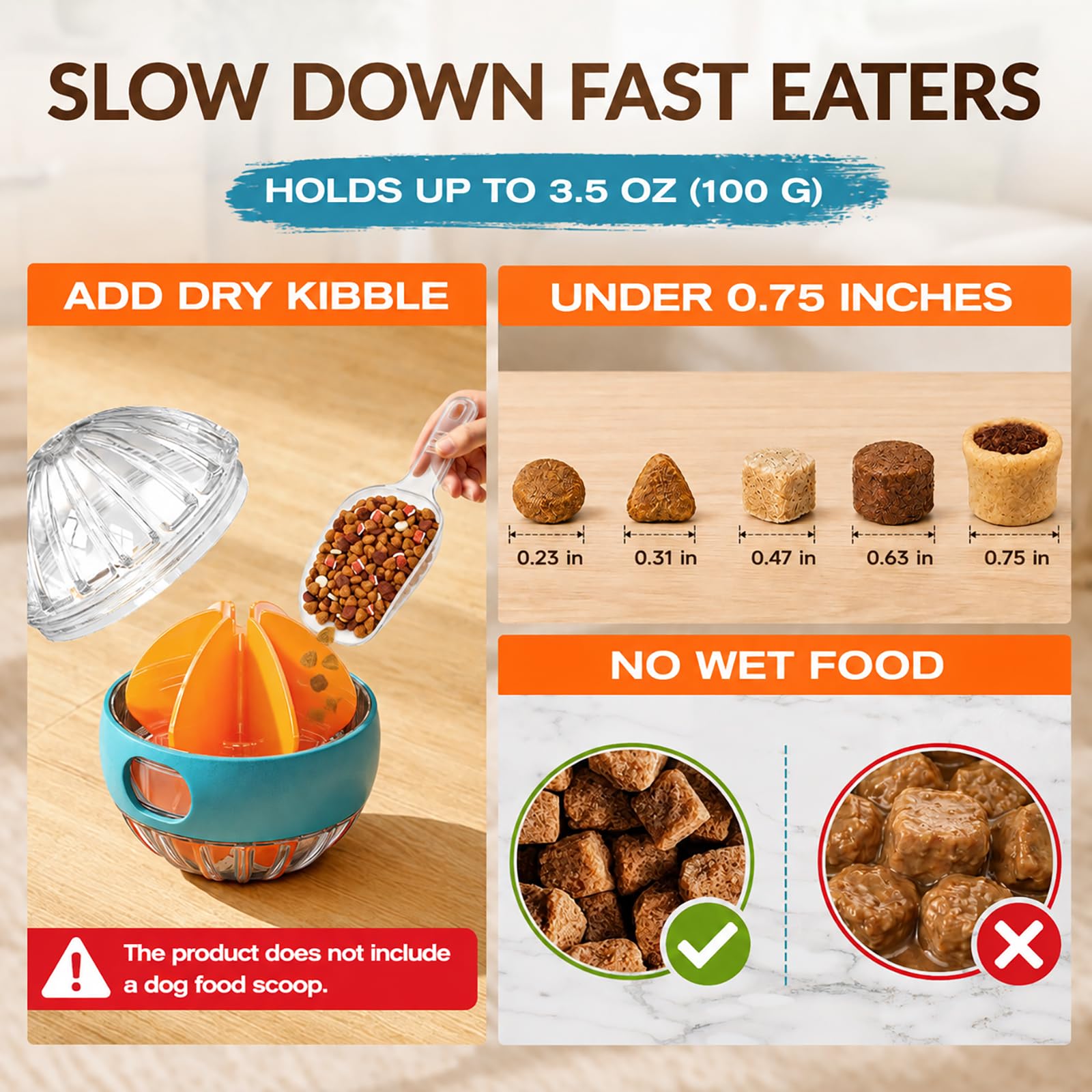 WHOLELIVES réglage de sortie montrant la molette pour contrôler le débit de friandises