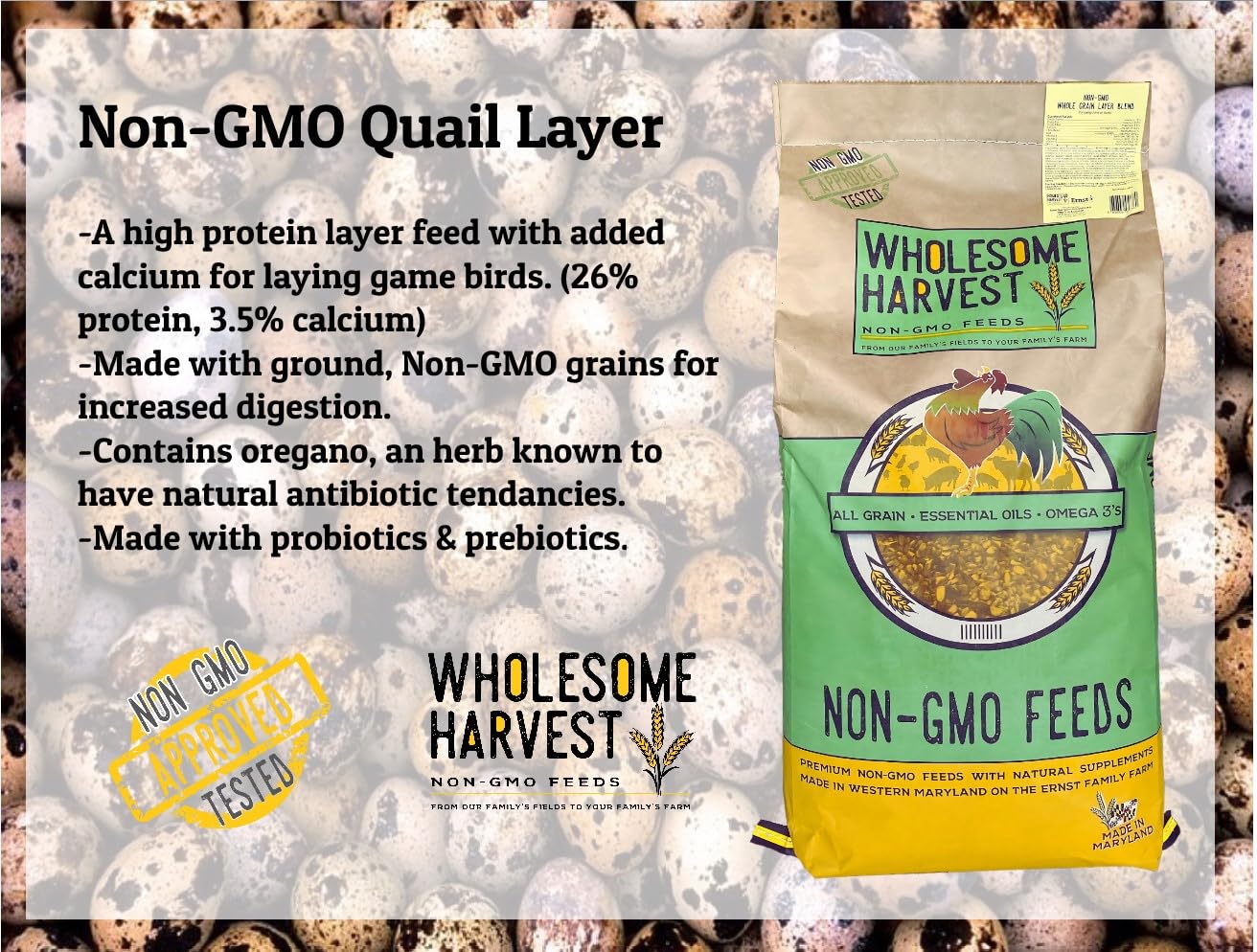 Wholesome Harvest comparaison taille granulés main pour dosage facile