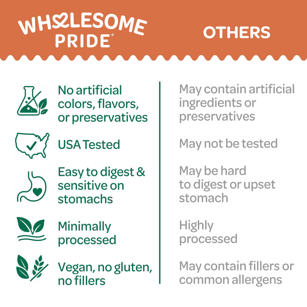 Wholesome Pride sachet dans une main pour comparaison d’échelle et portion