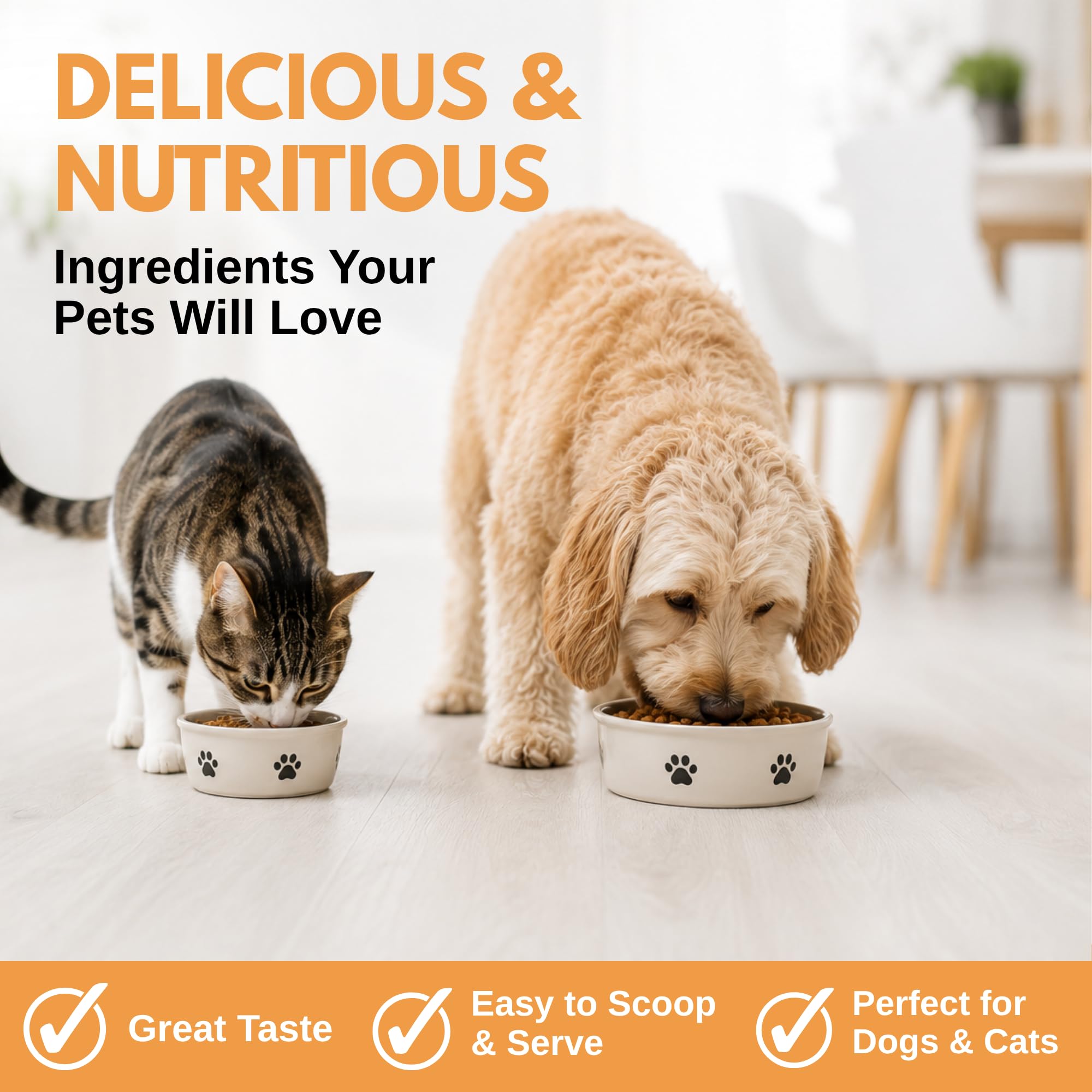 Wholistic Pet Organics flacon 1 oz à côté d’un objet pour échelle bénéfice praticité