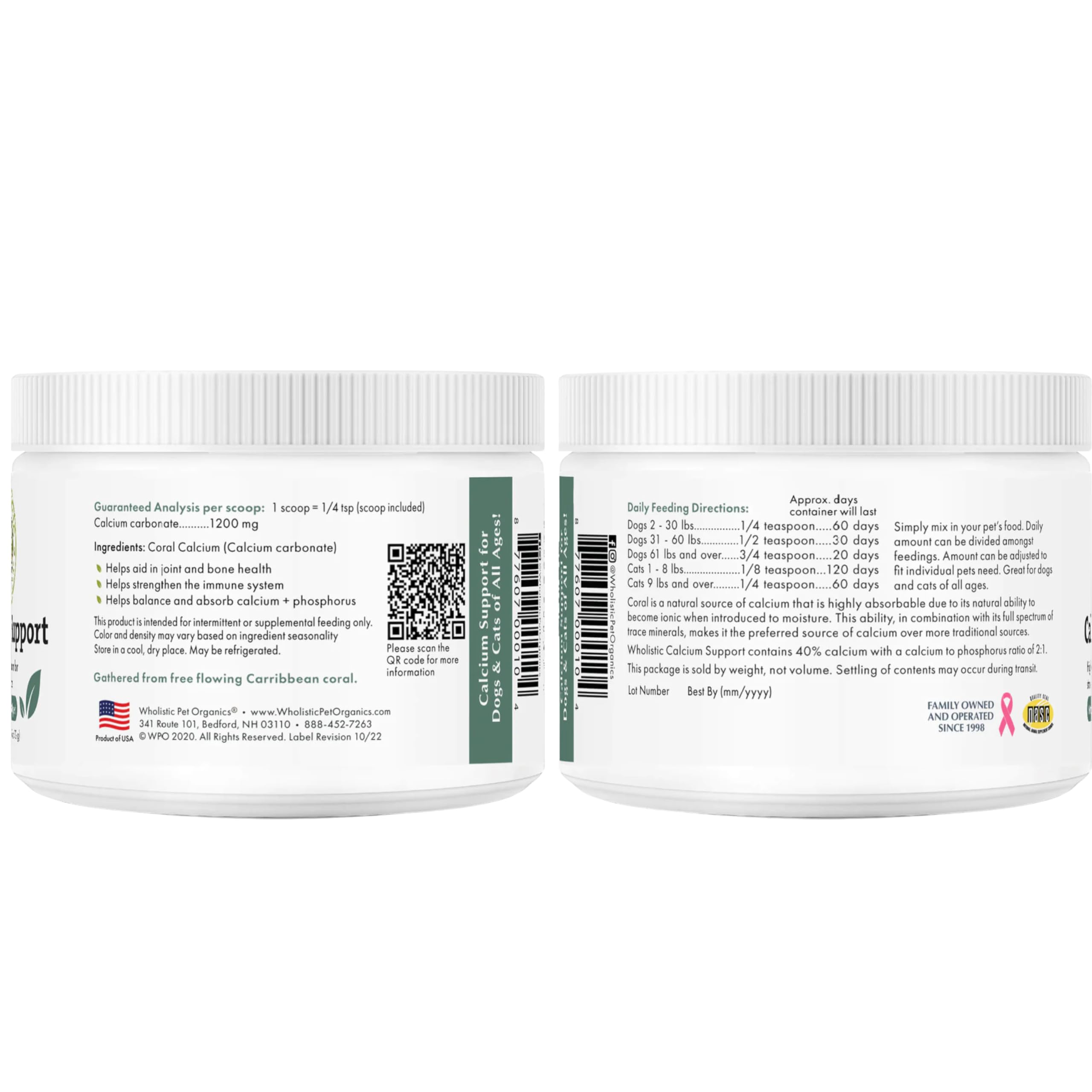 Wholistic Pet Organics sceau NASC sur certificat attestant contrôle qualité