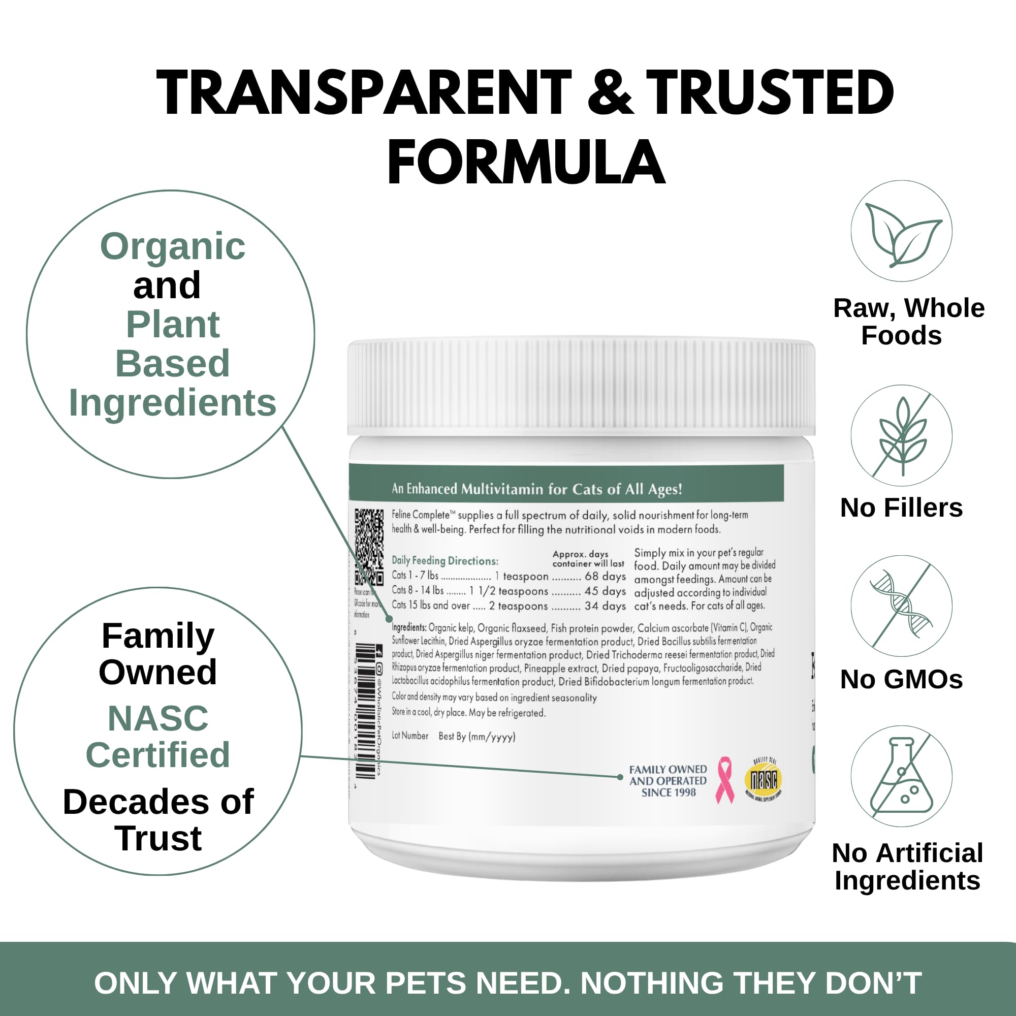 Wholistic Pet Organics chat senior reposant avec soutien articulaire et vitalité