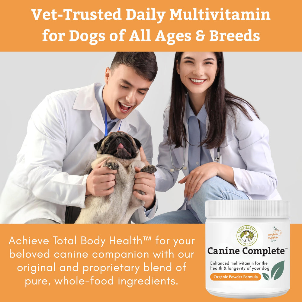 Wholistic Pet Organics cuillère doseuse montrant portion pratique et contrôle de dosage