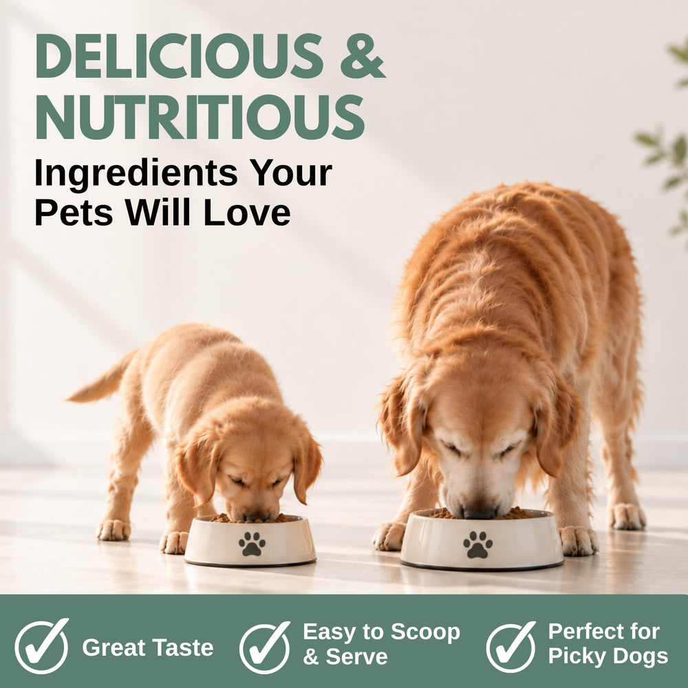 Wholistic Pet Organics étiquette lisible avec liste d'ingrédients clairs
