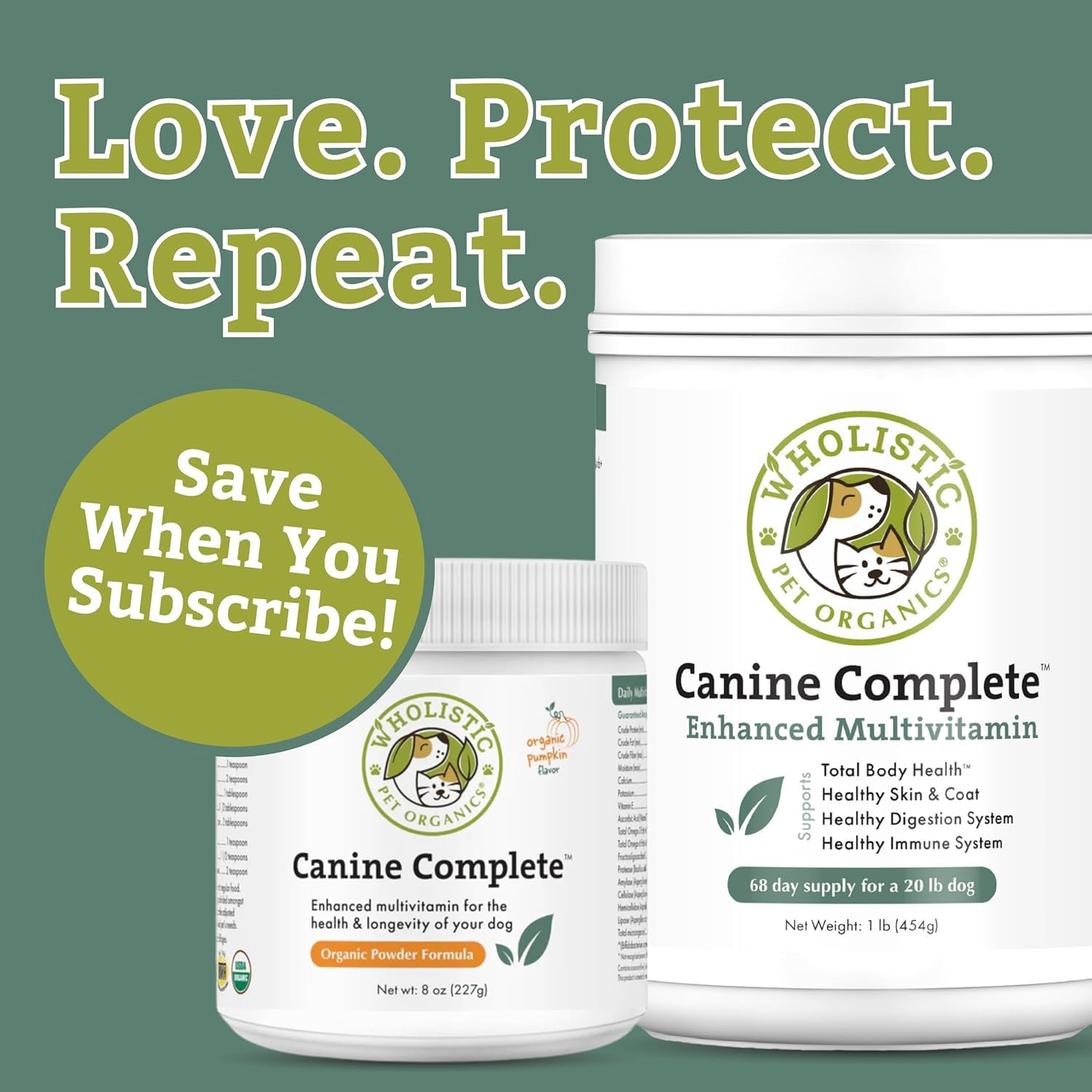 Wholistic Pet Organics ingrédient courge bio illustrant protéine végétale digestible