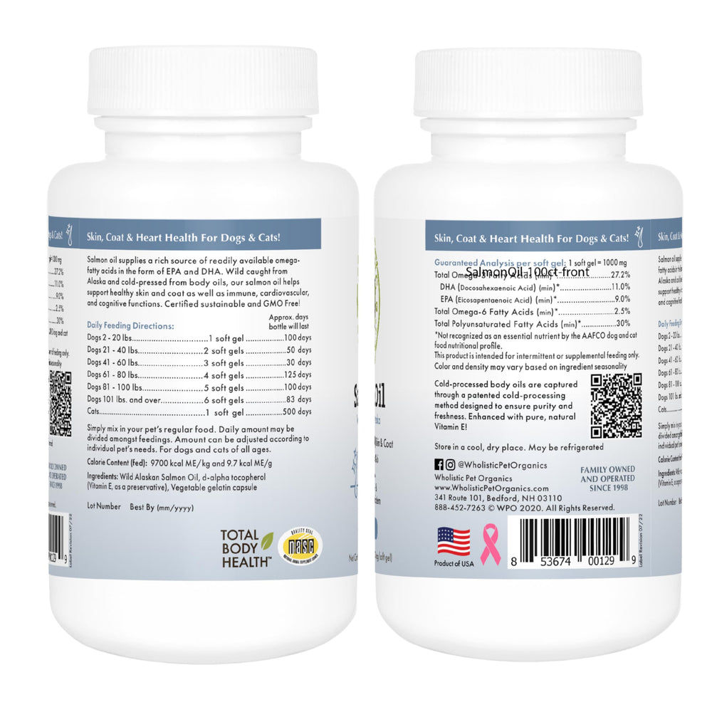 Wholistic Pet Organics label NASC sur emballage garantissant qualité