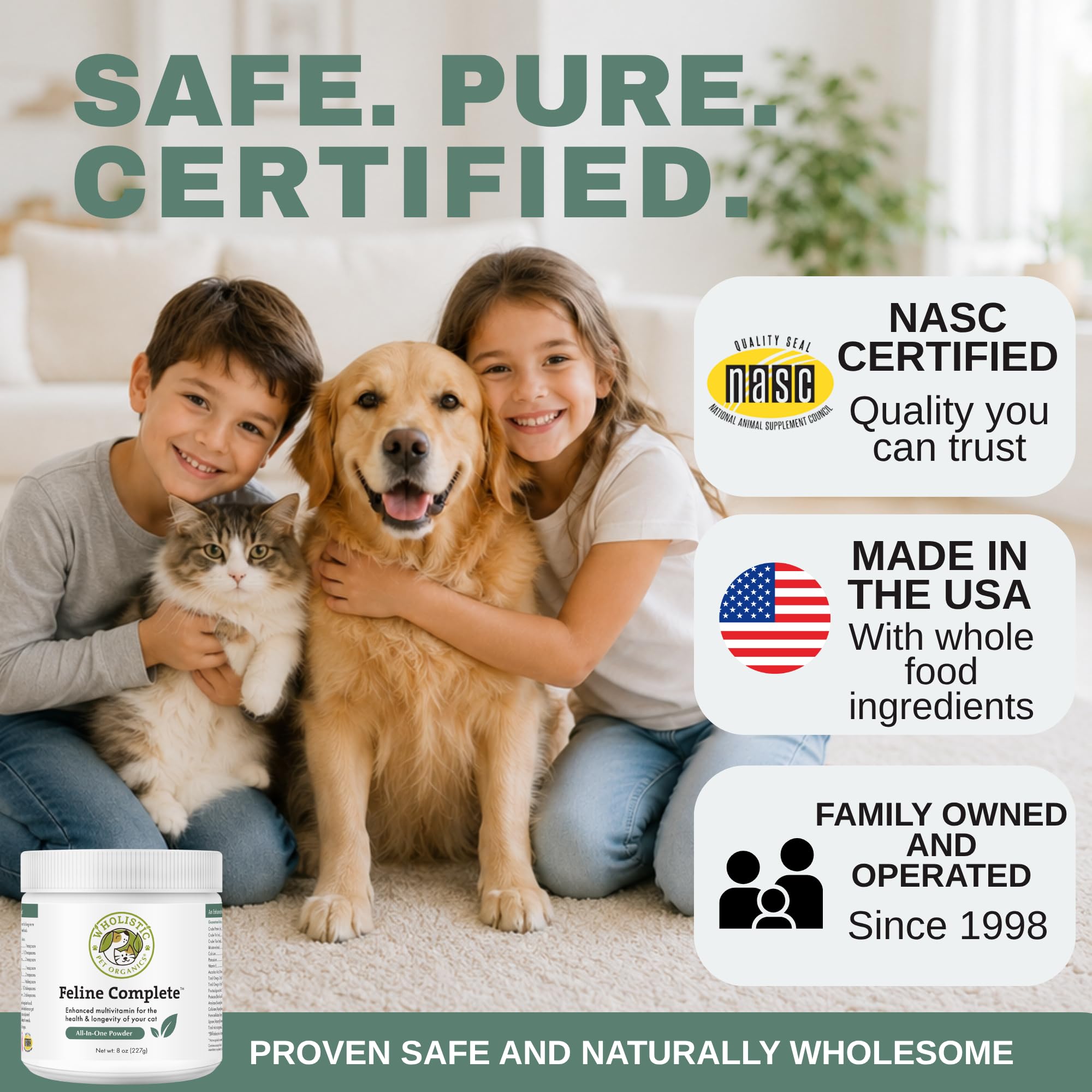 Wholistic Pet Organics poudre saupoudrée sur croquettes pour appétence et soin