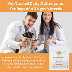 Wholistic Pet Organics étiquette lisible détaillant ingrédients biologiques