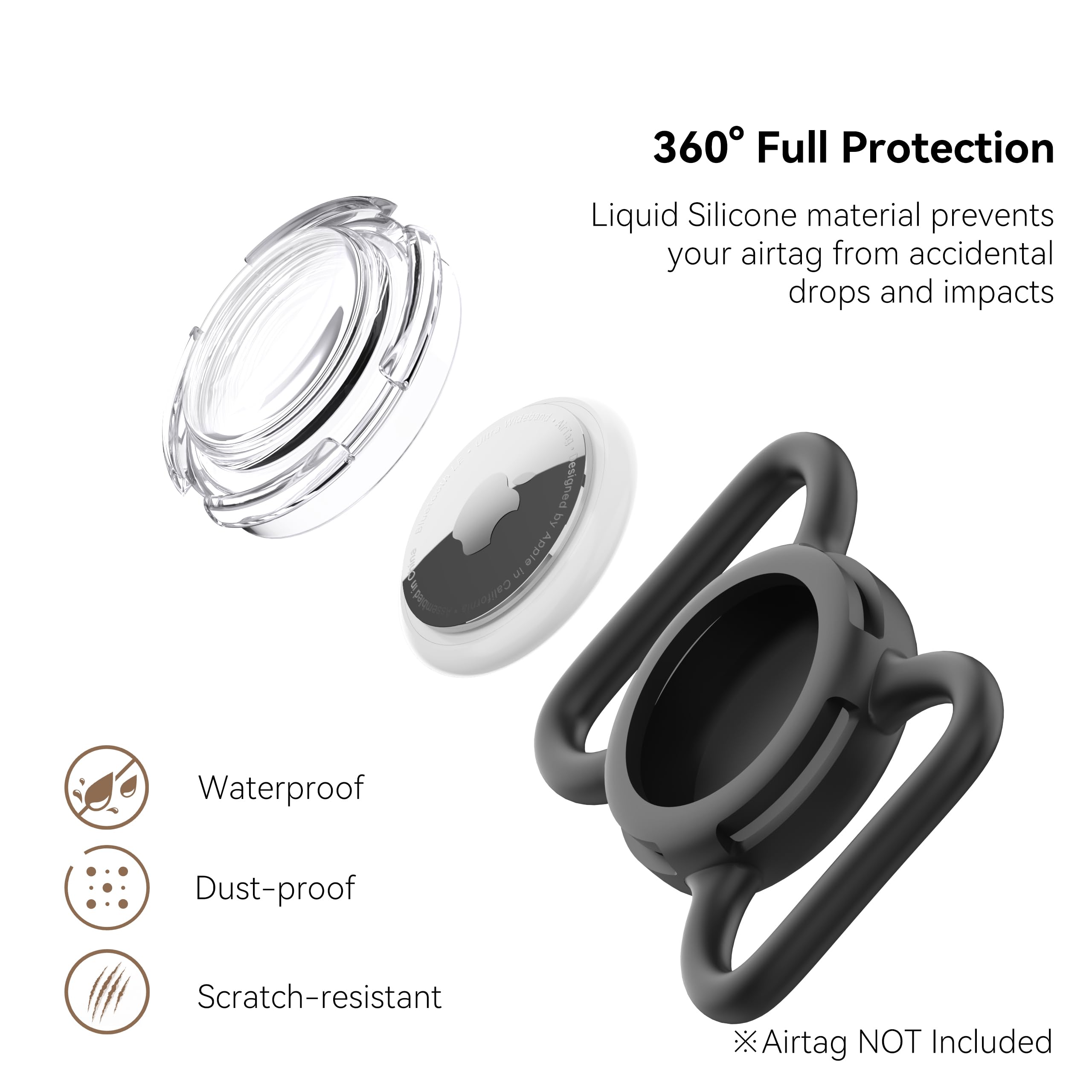 WhoseID gros plan sur la texture silicone, amortit les chocs et résiste à l'eau