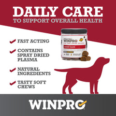 WINPRO canister ouvert avec pastilles tombantes facilitant distribution quotidienne