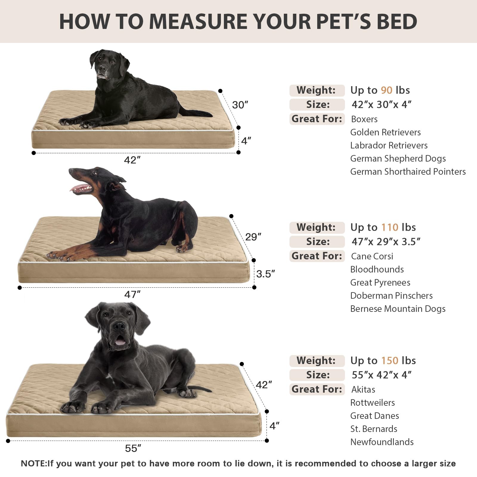 WNPETHOME chien adulte allongé sur le matelas démontrant confort et maintien