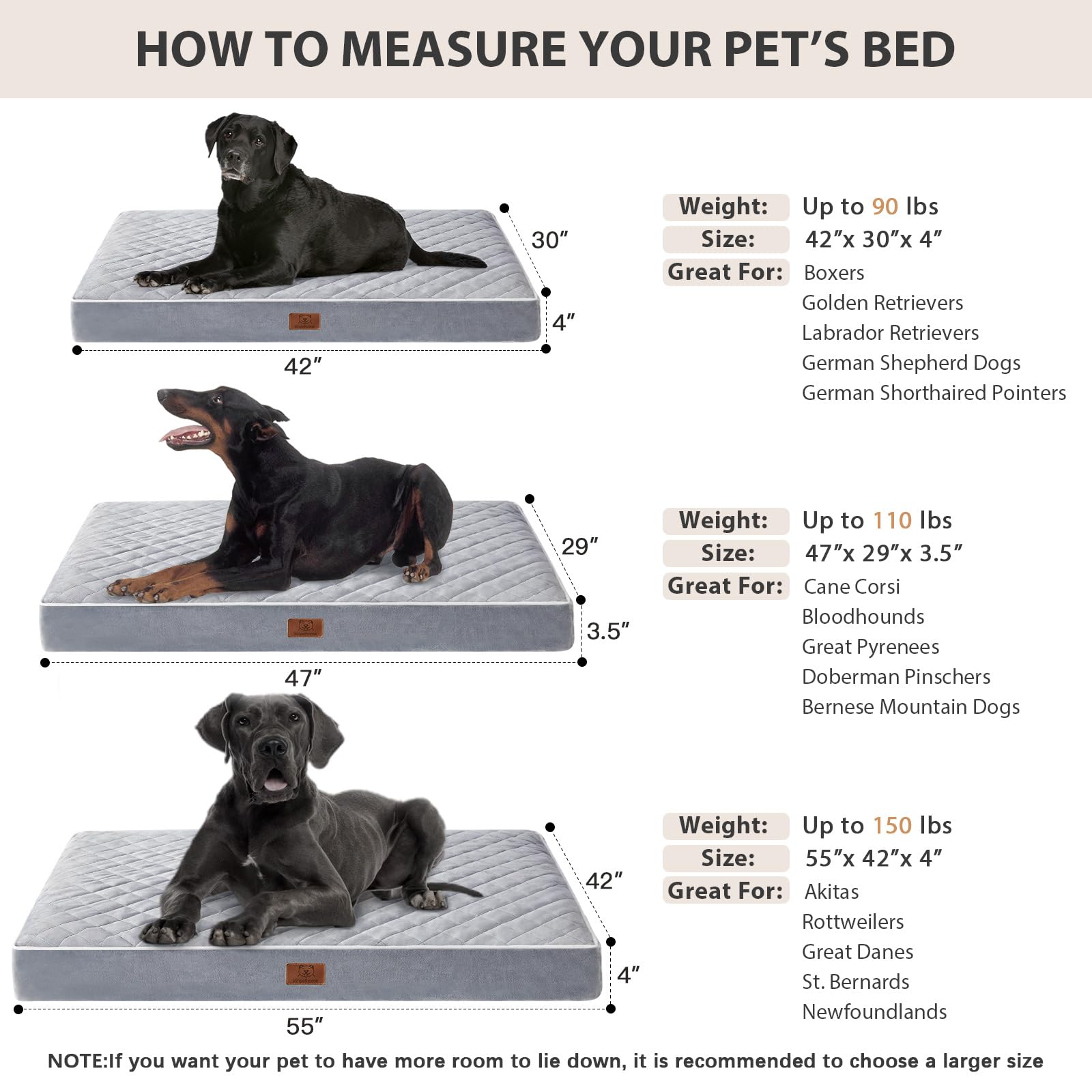 WNPETHOME lit utilisé par chiens moyens et grands ensemble