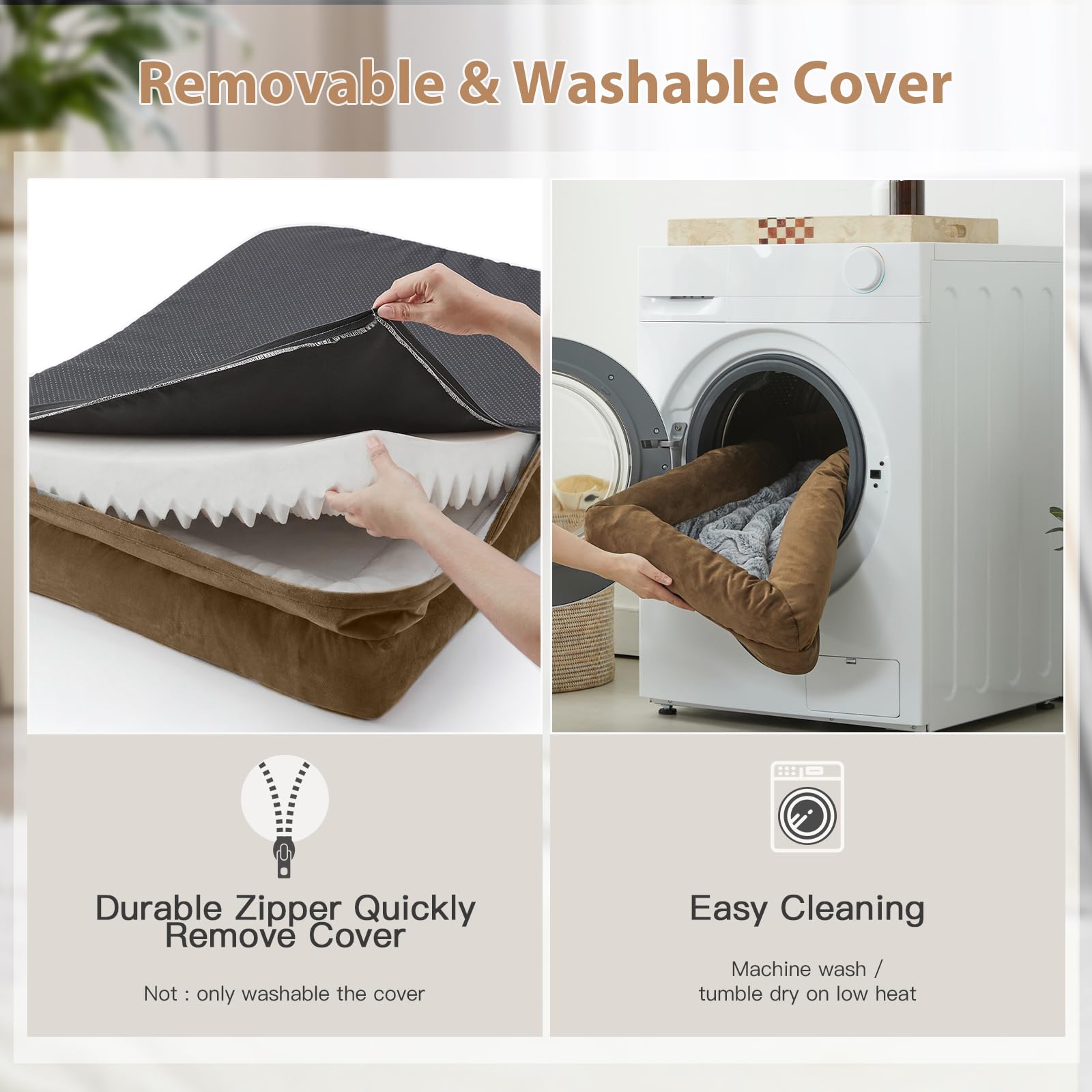 WNPETHOME housse amovible avec fermeture éclair pour nettoyage facile