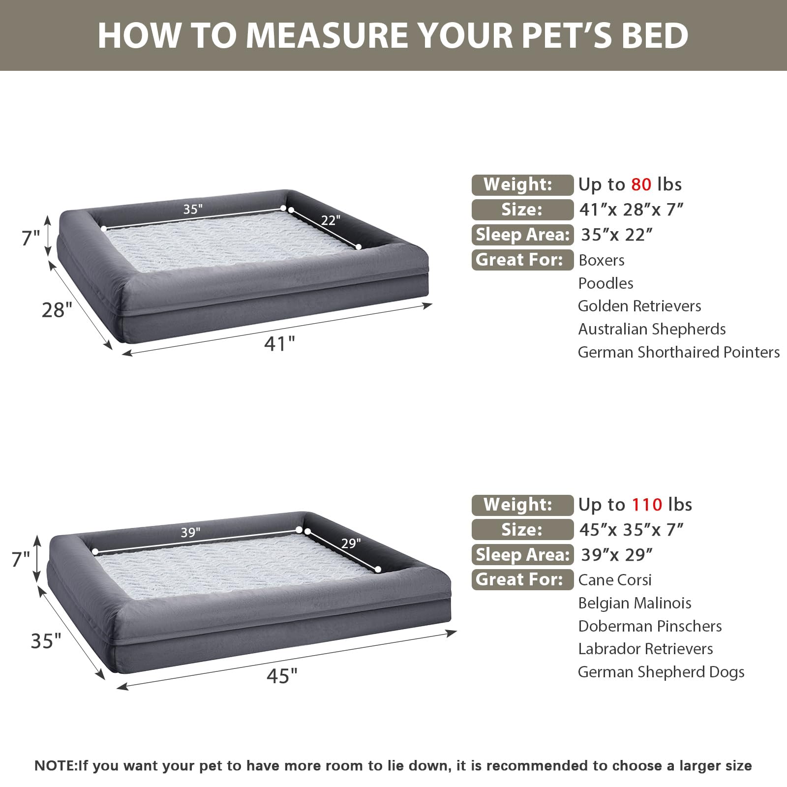 WNPETHOME grand chien reposant pour meilleur soutien orthopédique