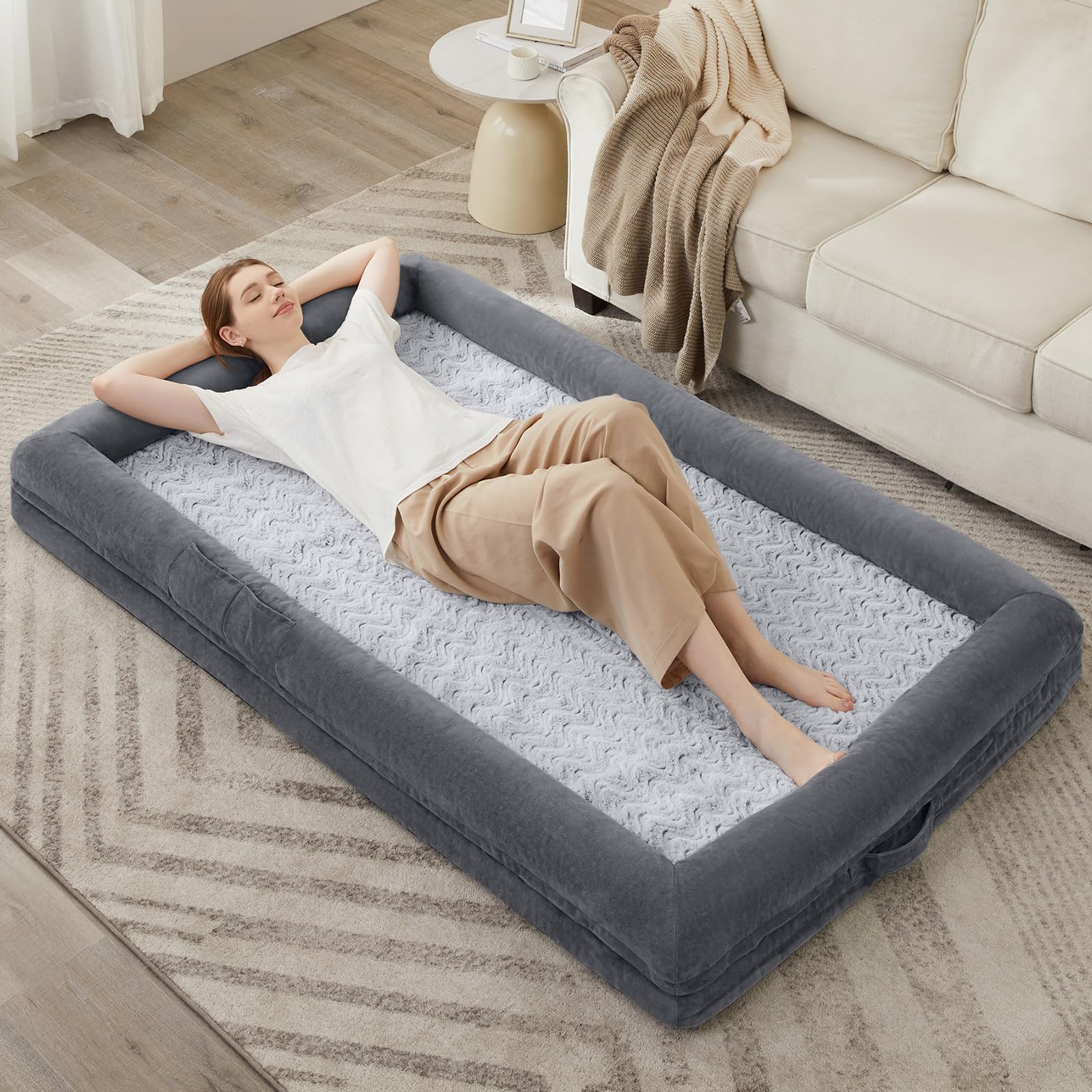 WNPETHOME lit déballé montrant taille et volume après 6 heures