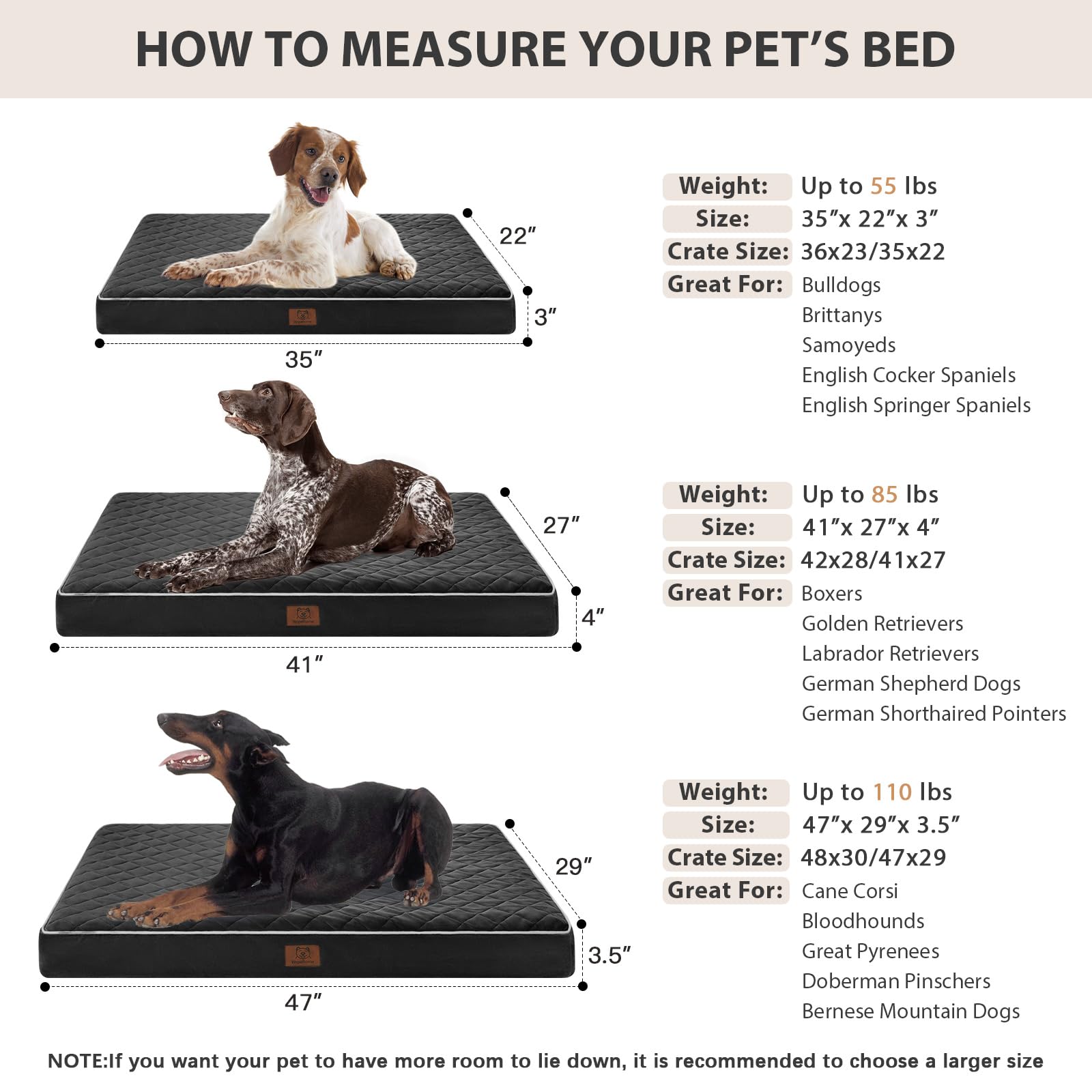WNPETHOME comparaison de taille montre espace adapté pour grands chiens