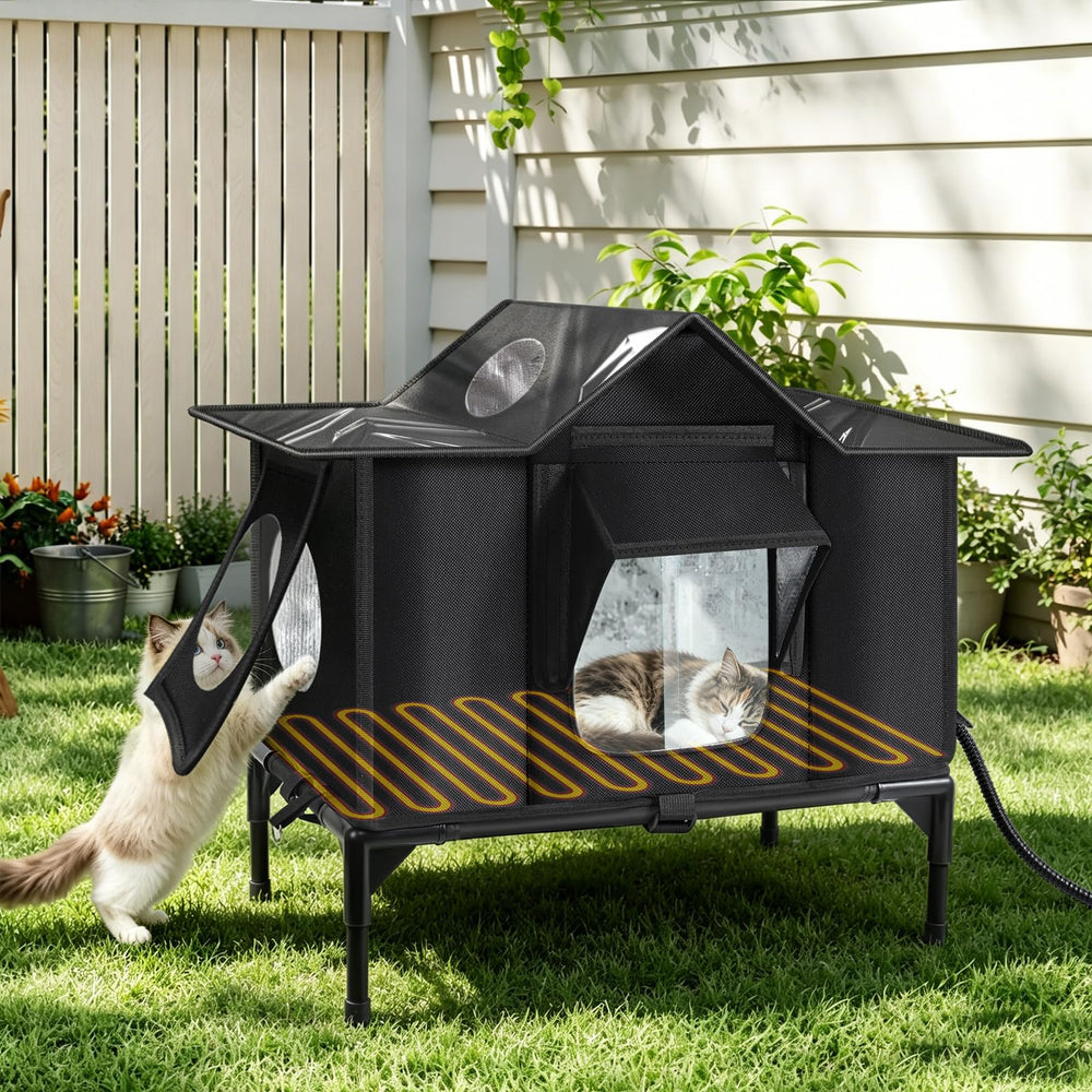 Wn's Day vue frontale de la maison pour chat, protection contre pluie