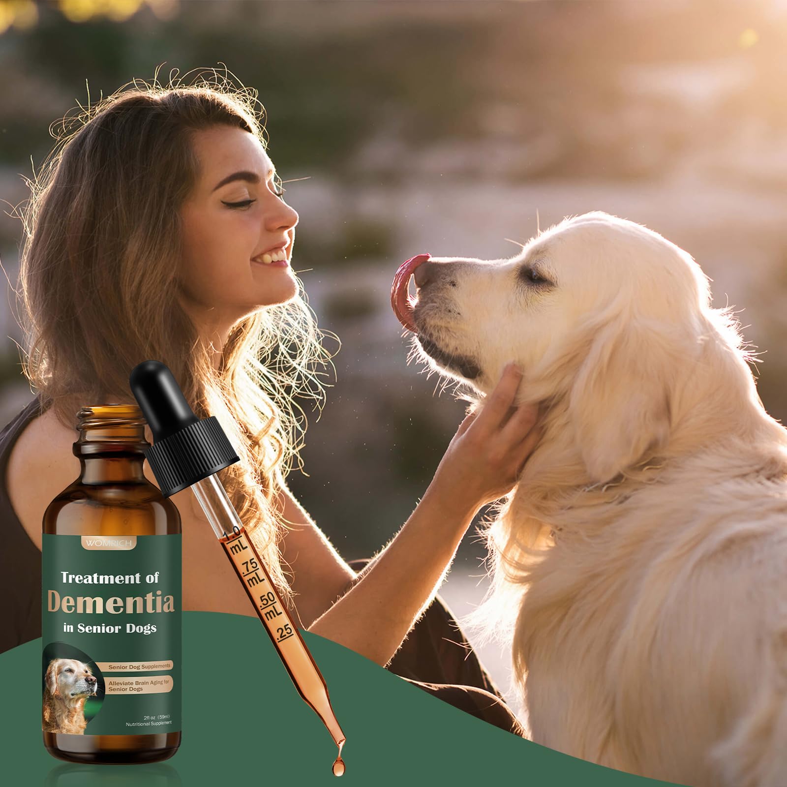 WOMRICH chien senior câlin montrant engagement et bien-être accru