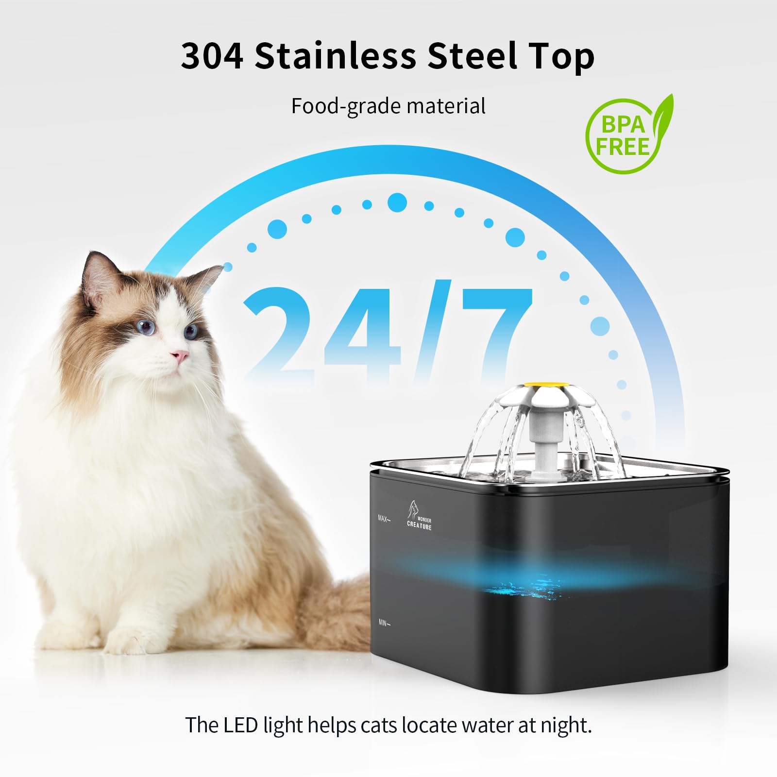 Wonder Creature base transparente montrant niveau d'eau pour surveillance facile