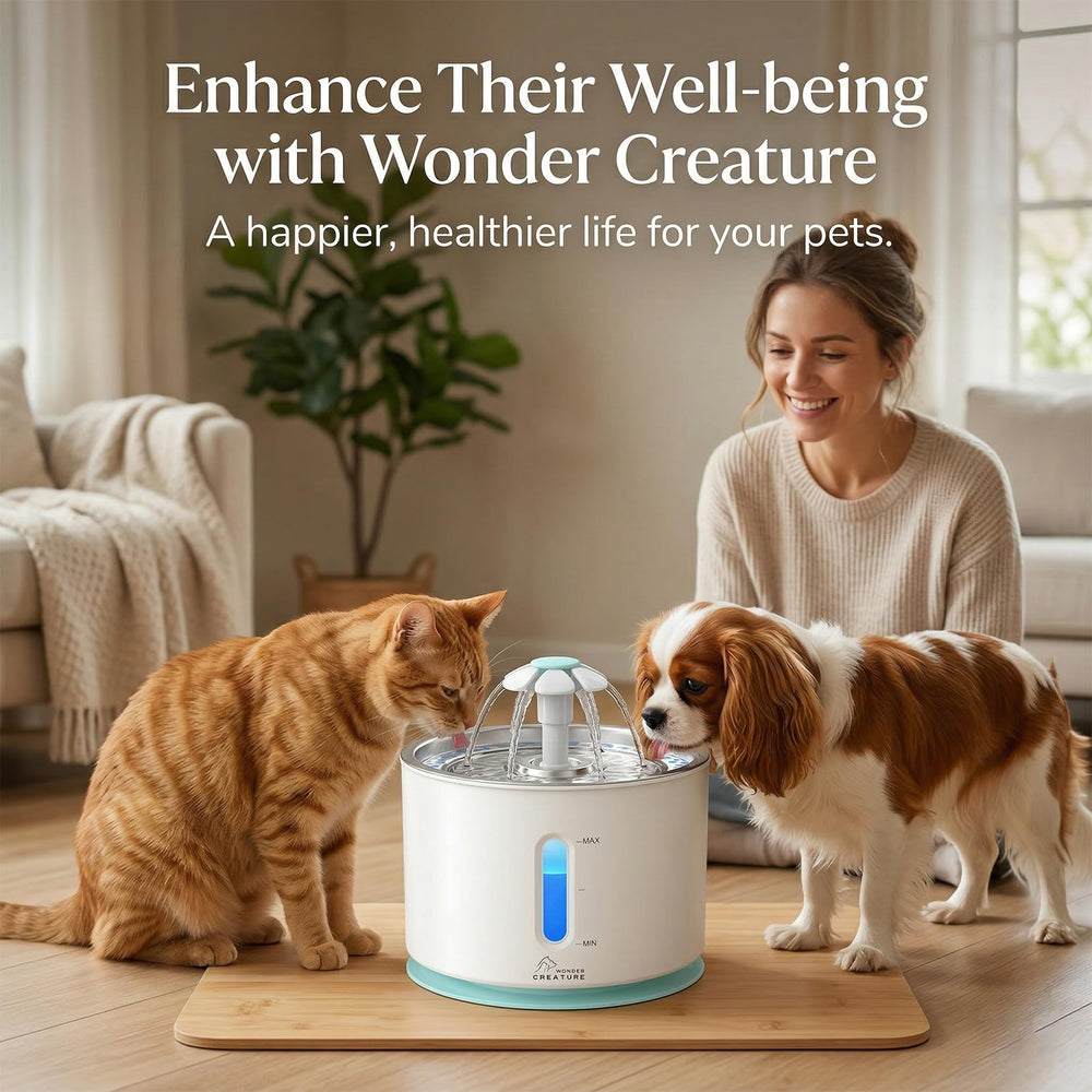 Wonder Creature fontaine installée dans un salon, confort et hydratation pour chats