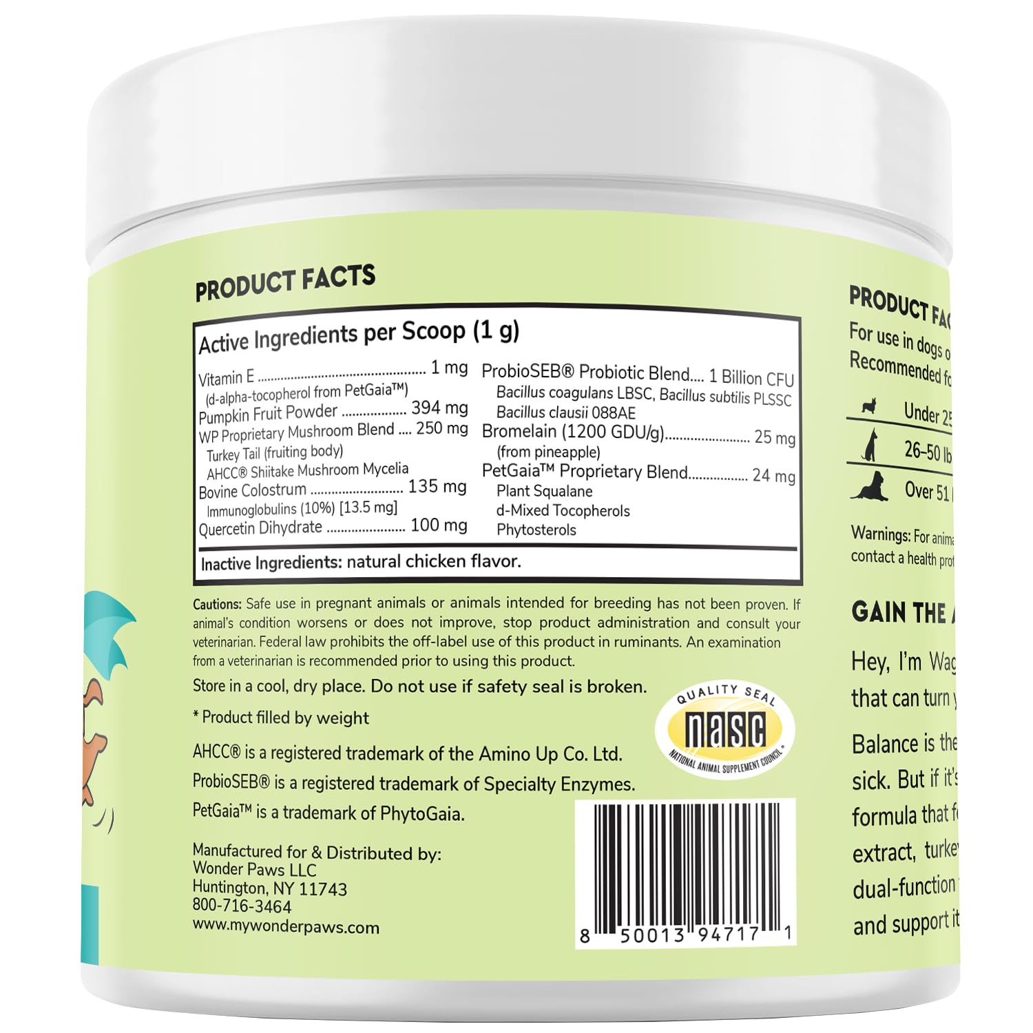 WONDER PAWS certification NASC garantissant contrôle qualité