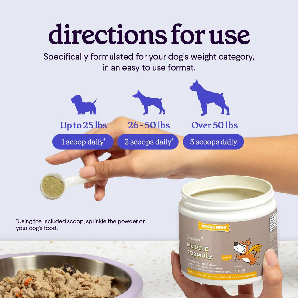 Pot WONDER PAWS à côté d'une patte de chien pour indiquer l'échelle réelle