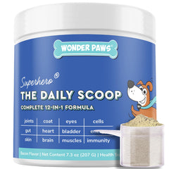WONDER PAWS emballage avant montrant la poudre multivitaminée bénéfice praticité