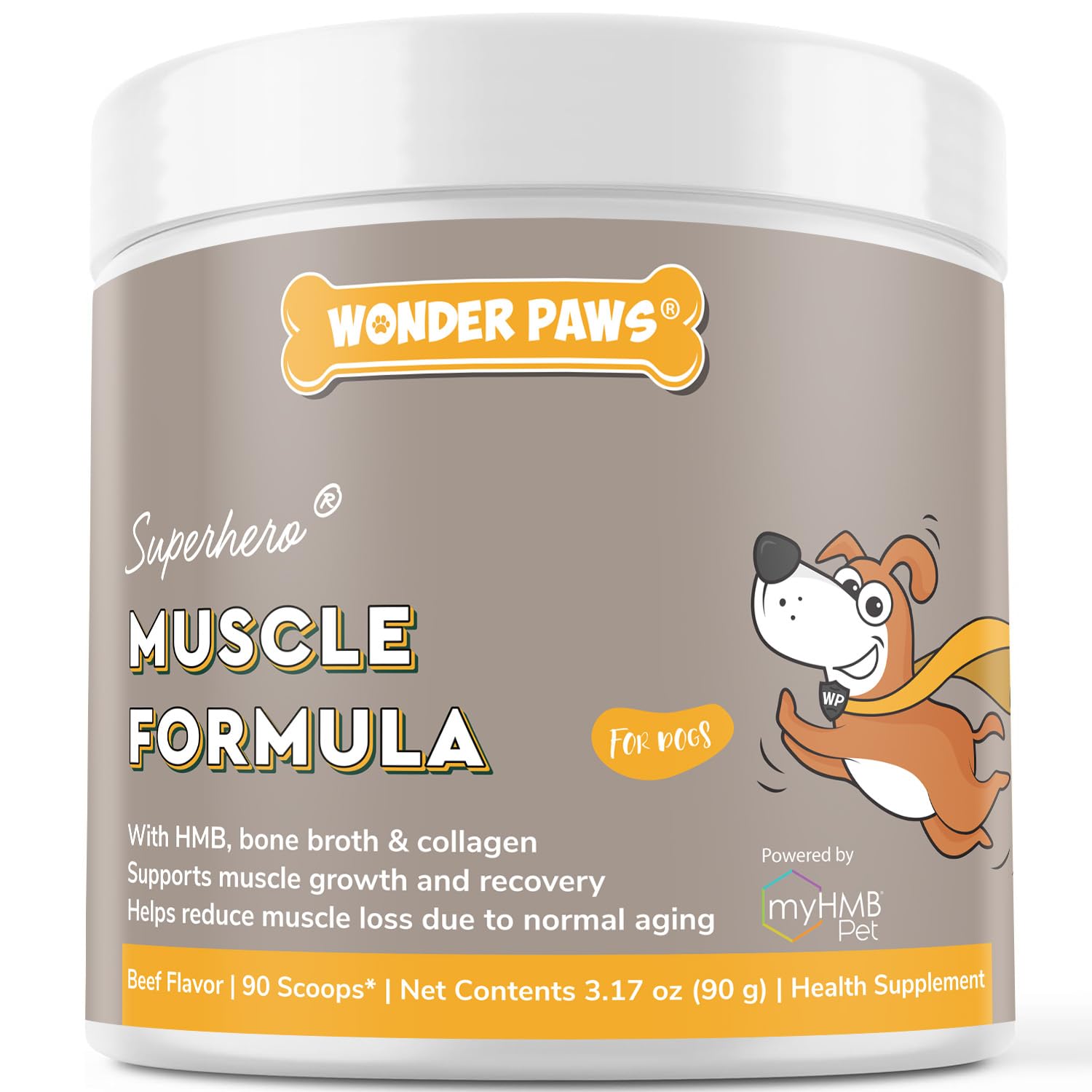 WONDER PAWS emballage avant montrant le format 3,17 oz et bénéfice mobilité
