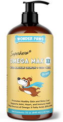 WONDER PAWS flacon avant montrant l'étiquette claire et bénéfice oméga‑3