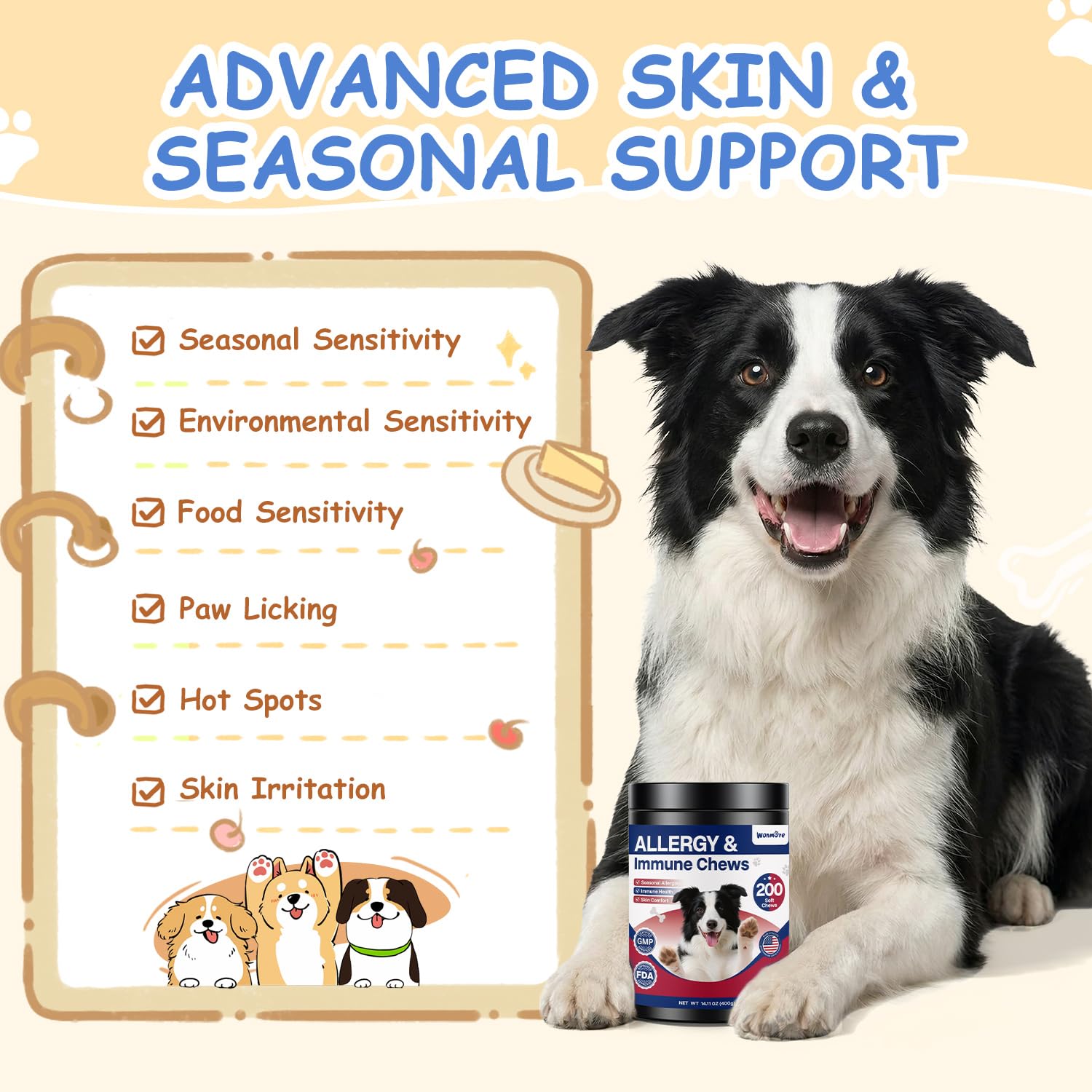 wonmore chien acceptant la friandise, support du confort quotidien