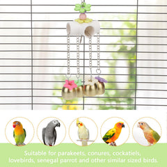 Wontee jouet installé dans une volière, divertit perruches et cockatiels