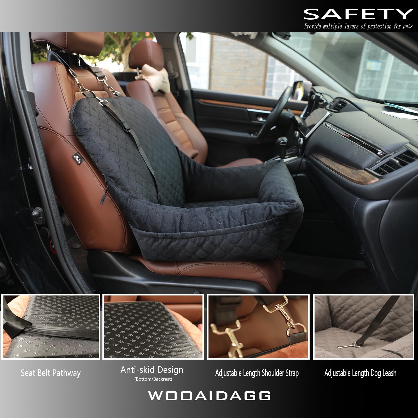 Wooaidagg deux laisses clipsables attachées au harnais pour sécurité