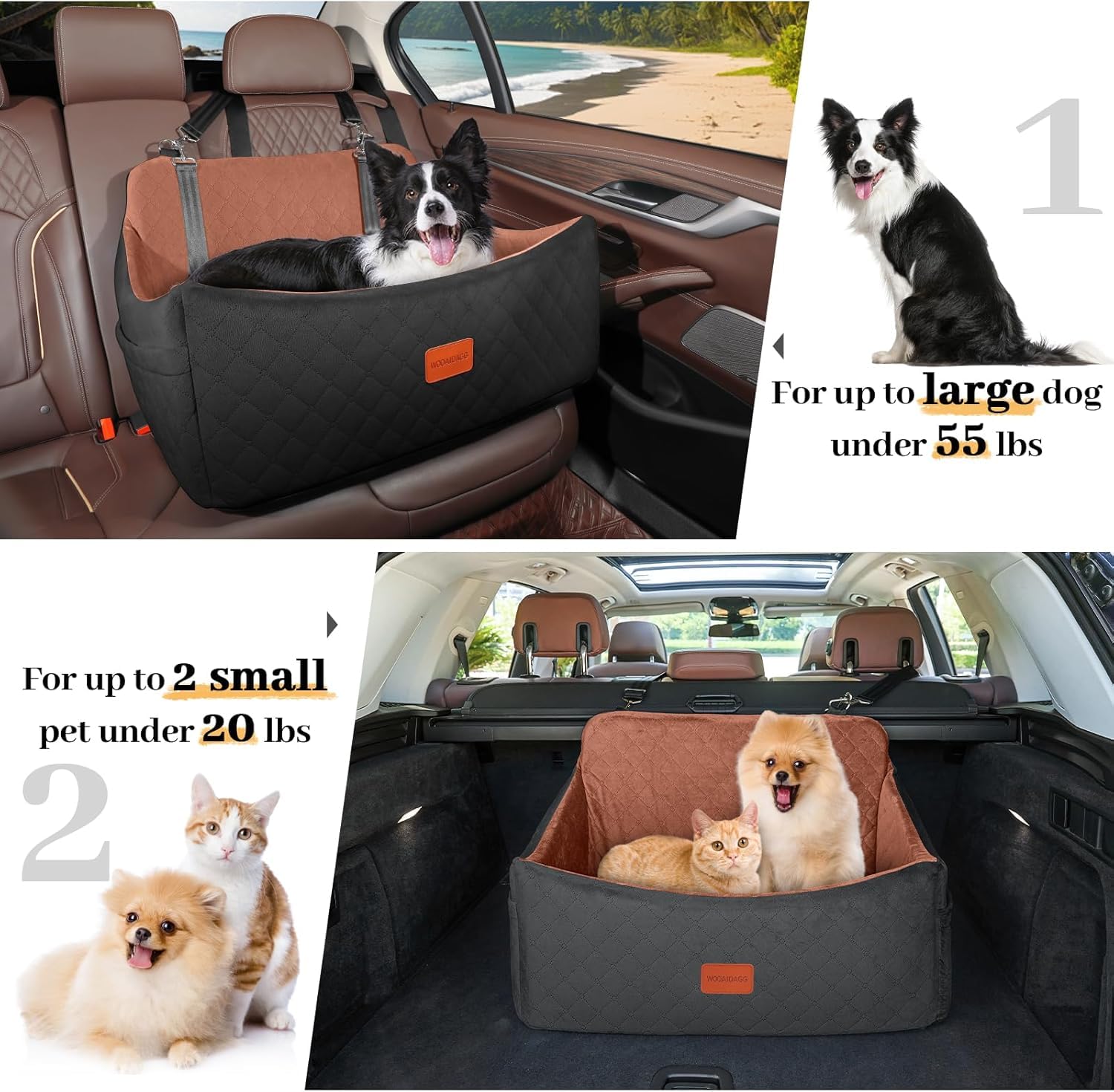 wooaidagg poche latérale avec laisse et friandises, rangement pratique