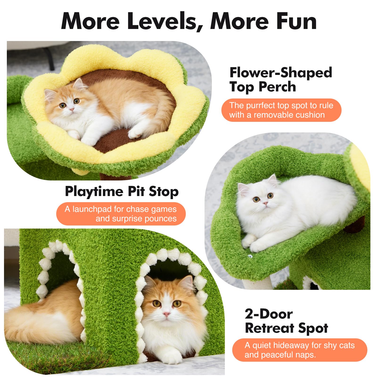 Woochpet perchoir floral stable pour observation et détente du chat