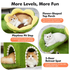 Woochpet perchoir floral stable pour observation et détente du chat