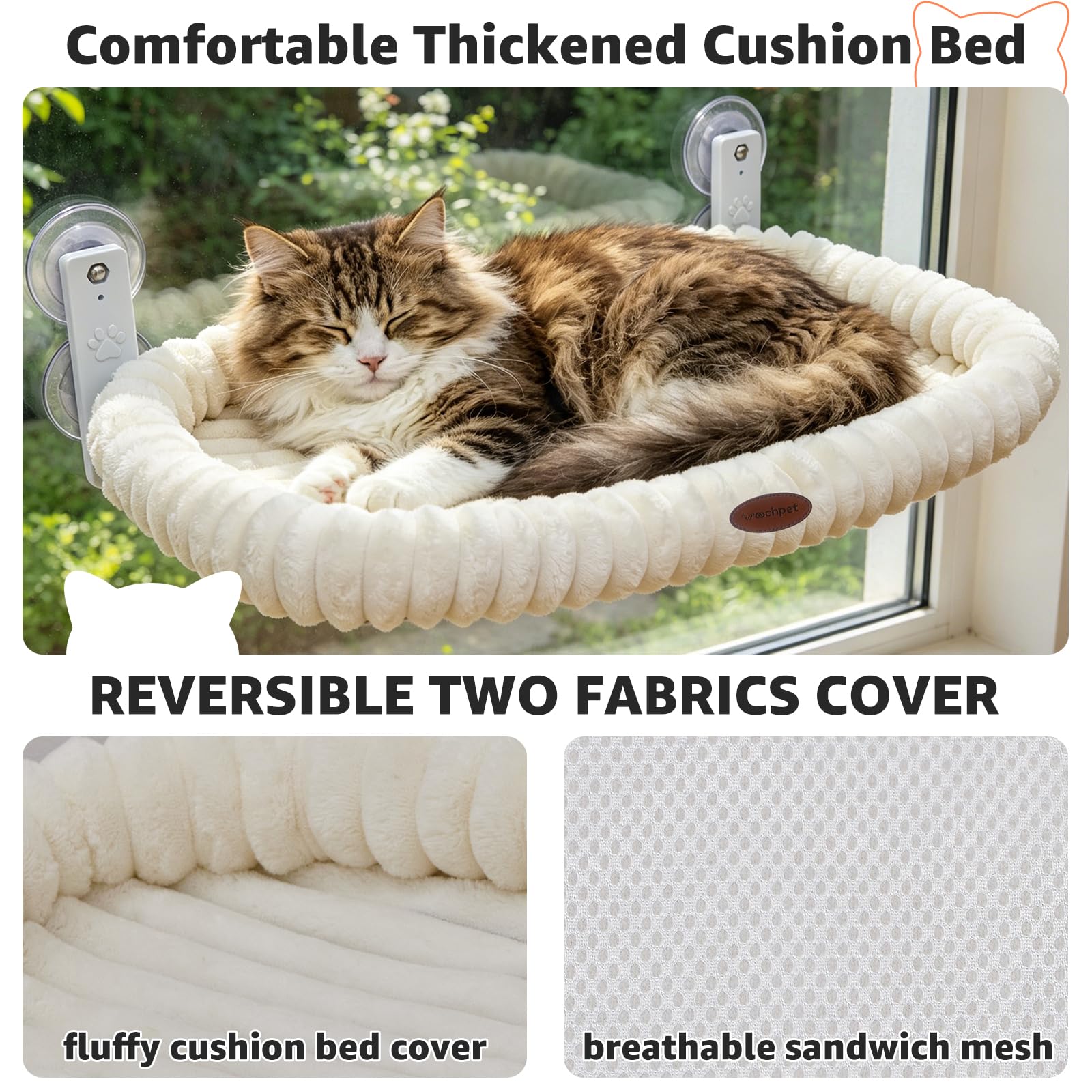 Woochpet coussin ultra doux montrant texture et soutien