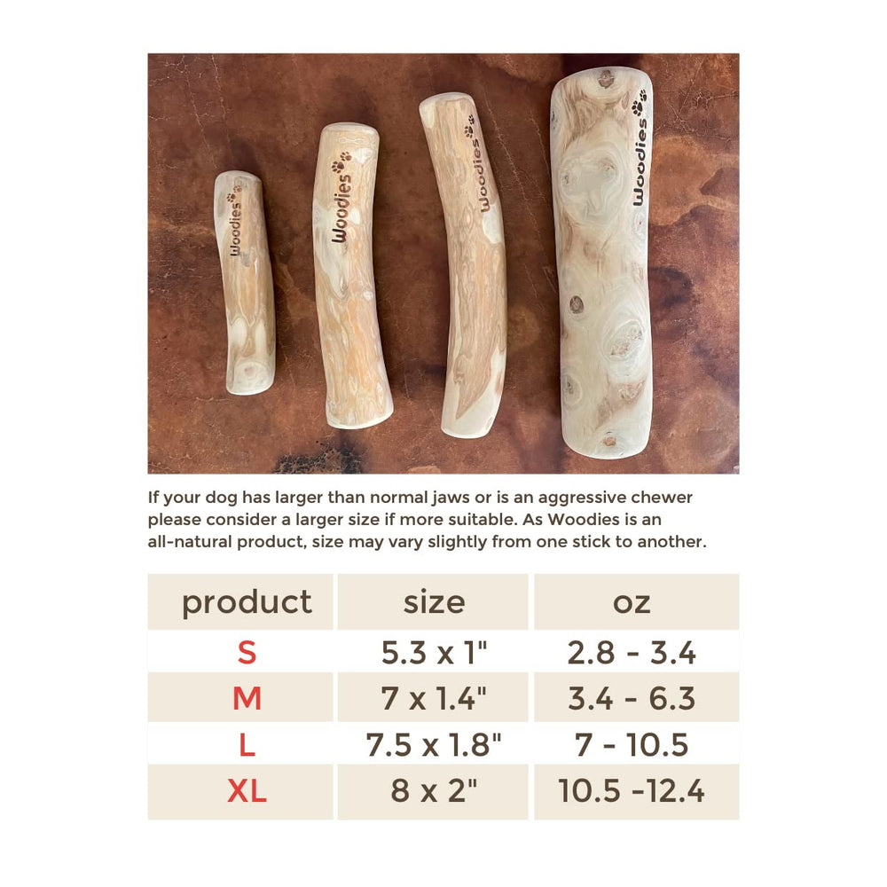 Woodies Dog Chews extrémité poncée sans arêtes pour moins de risque