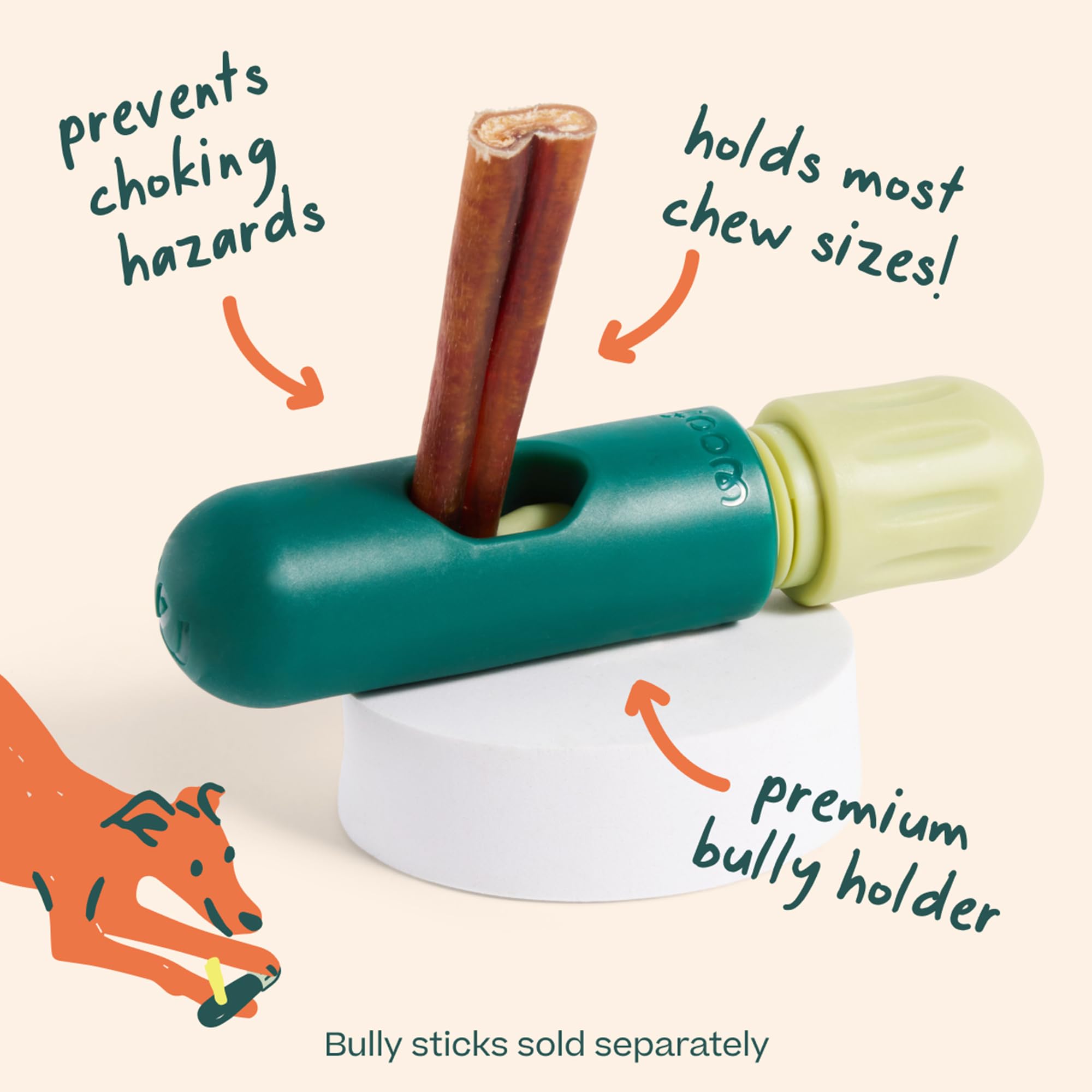 WOOF BullySafe avec bully stick inséré assurant mastication prolongée