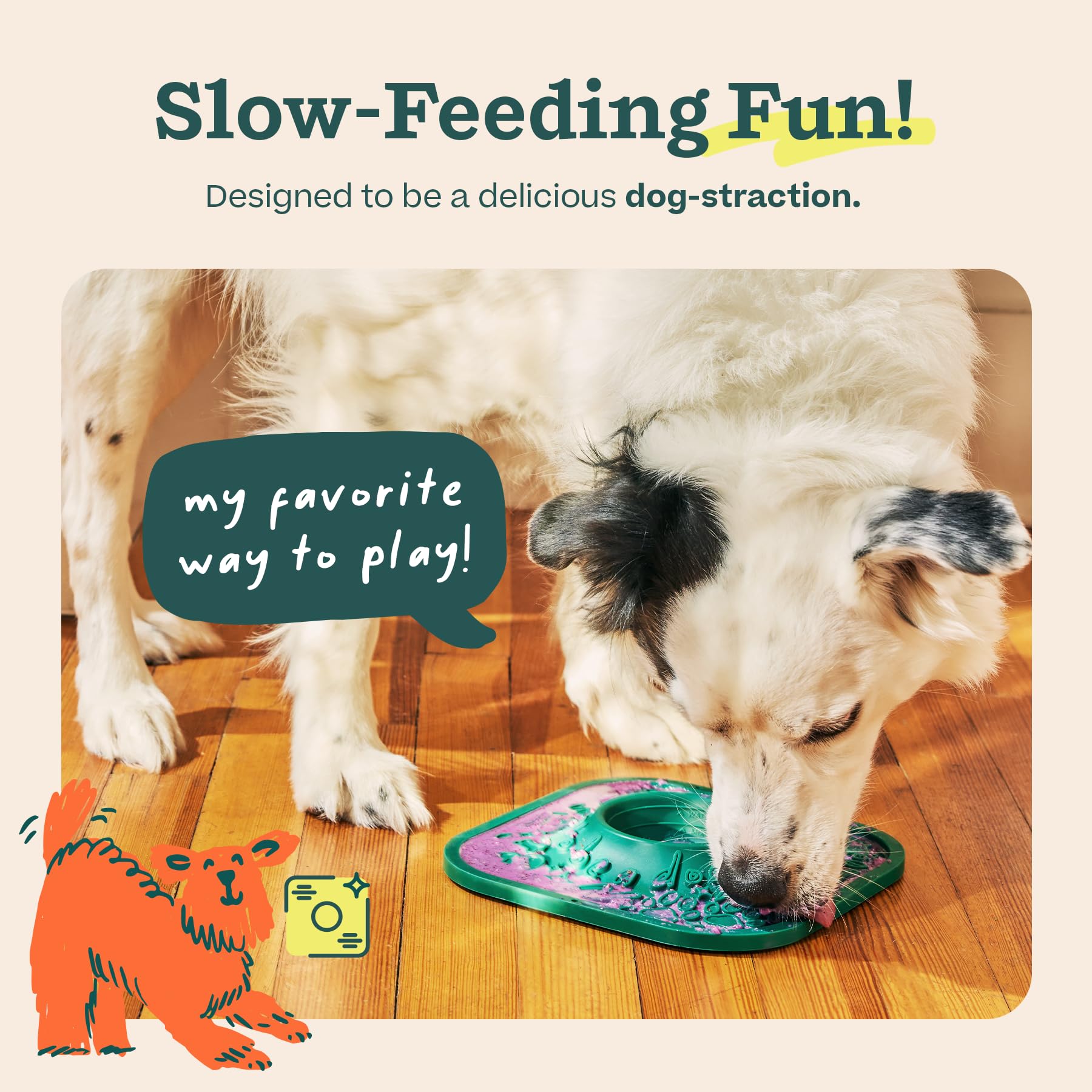 WOOF gros plan texture du tapis et rainures pour une léchage prolongé